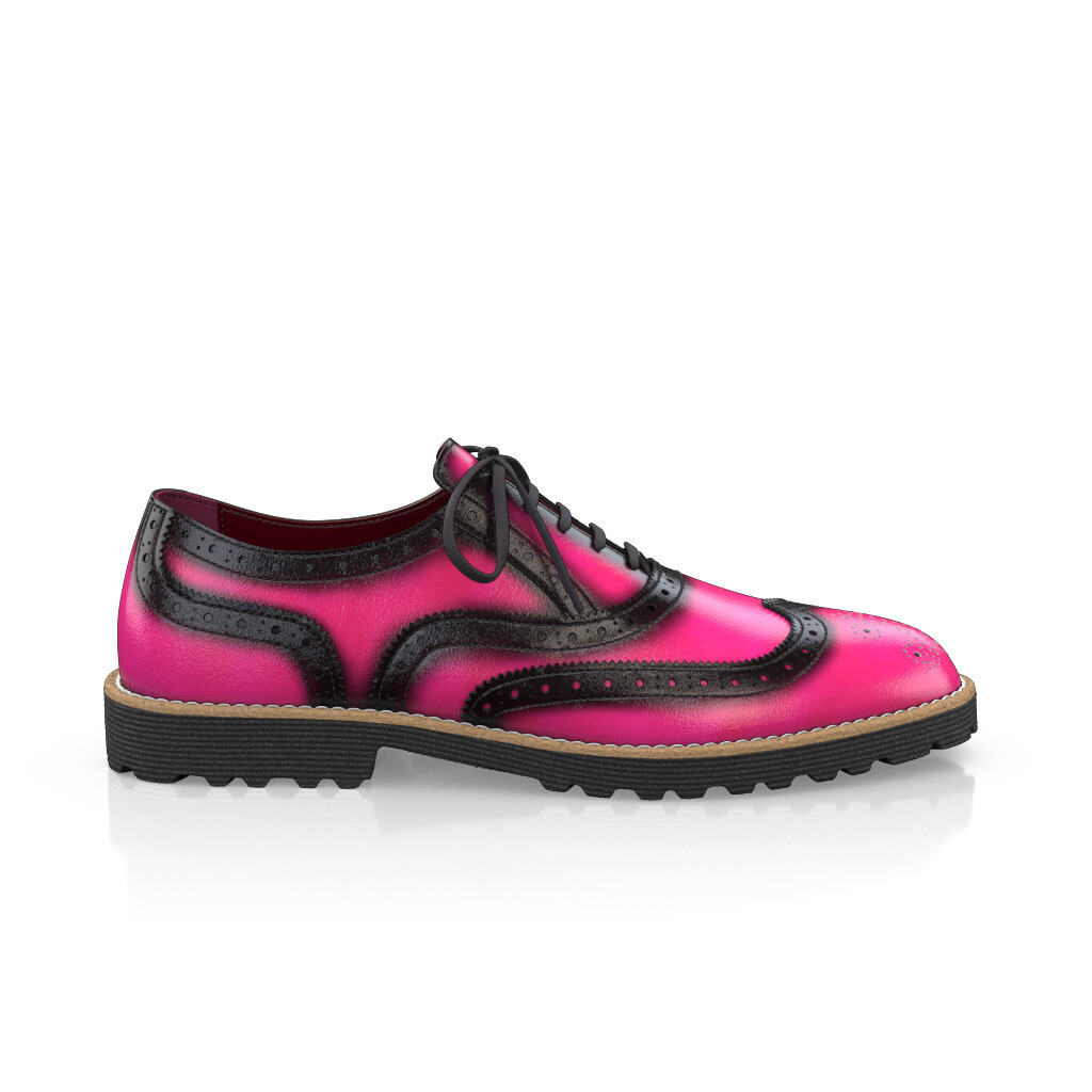 Custom Men's Luxury Oxford Dress Sneakers Handmade in Italy - Fuchsia Pink Premium Leather - Brogues - GIROTTI