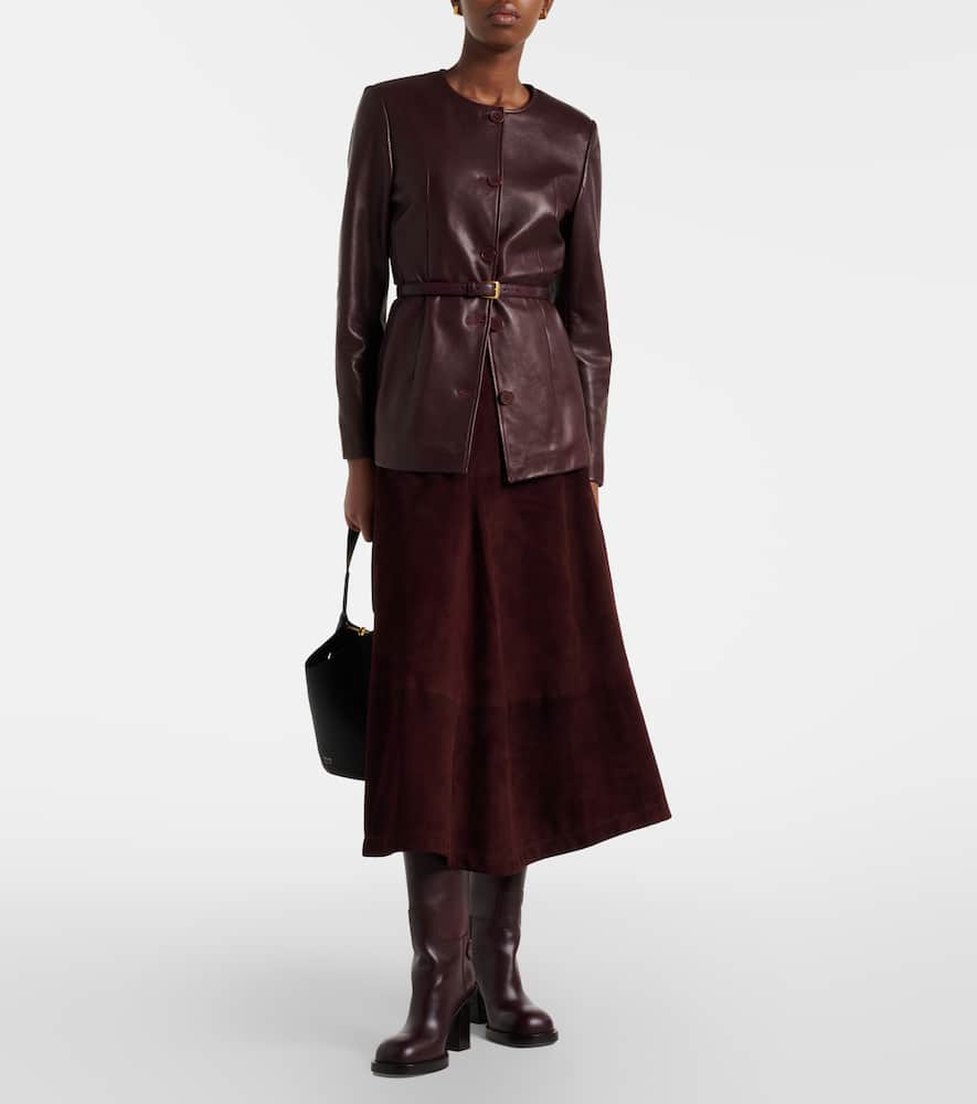 Opera leather maxi skirt