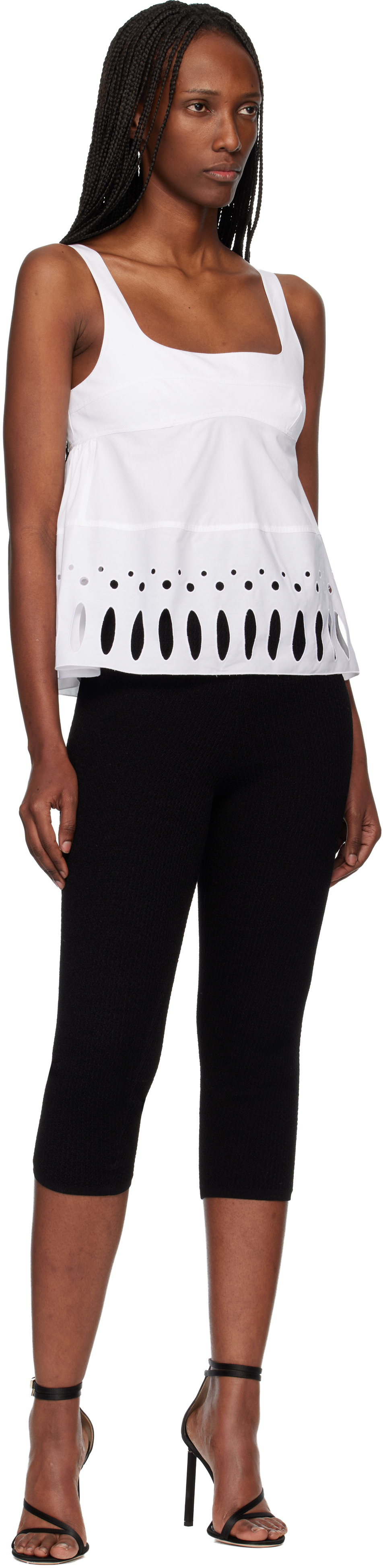White Square Neck Tank Top