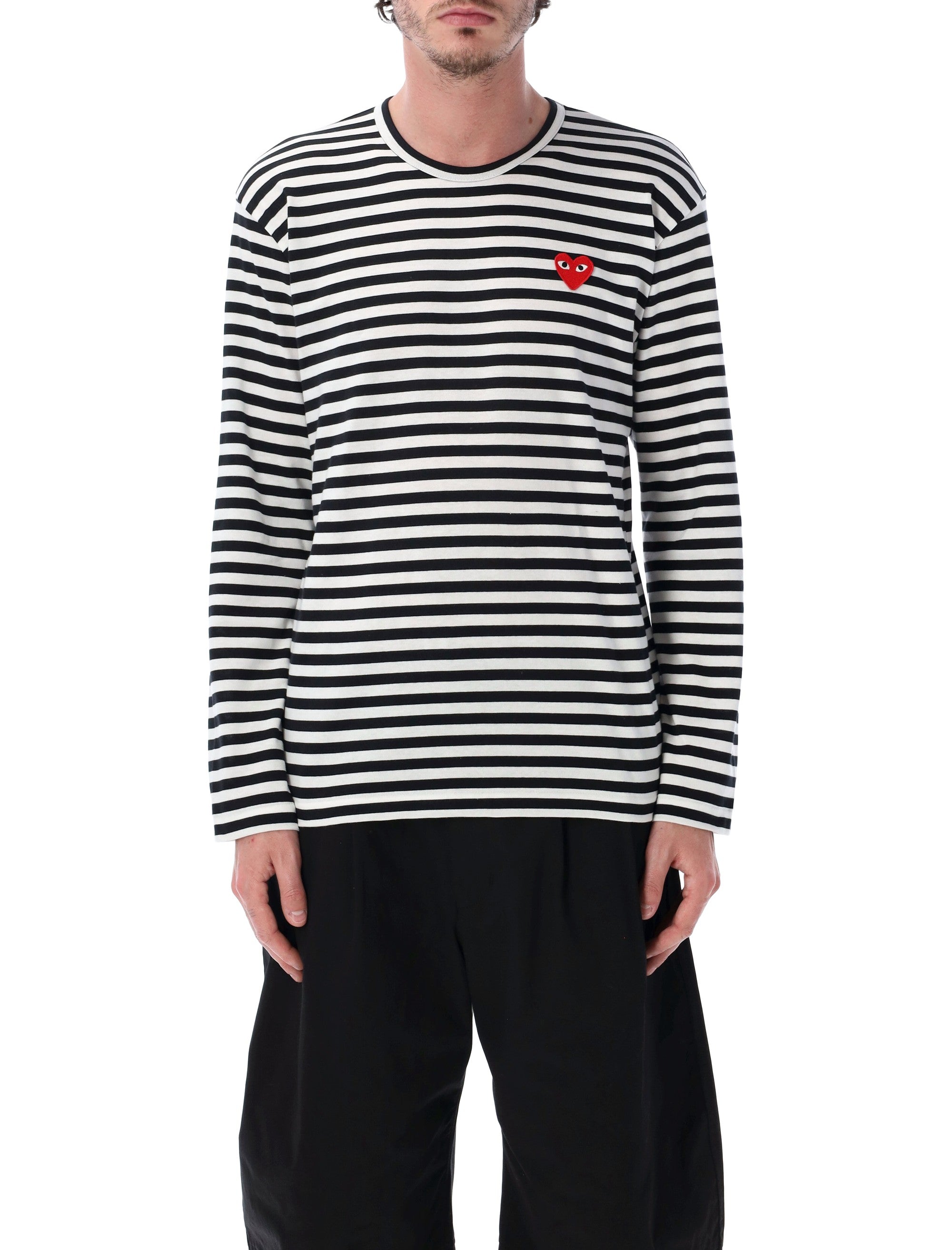 Striped Long Sleeve T-Shirt with Heart Logo