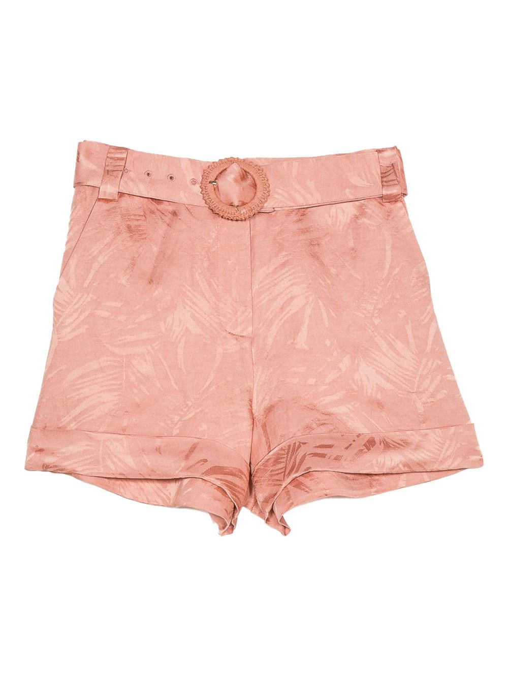 Leaf-print belted shorts - Pink