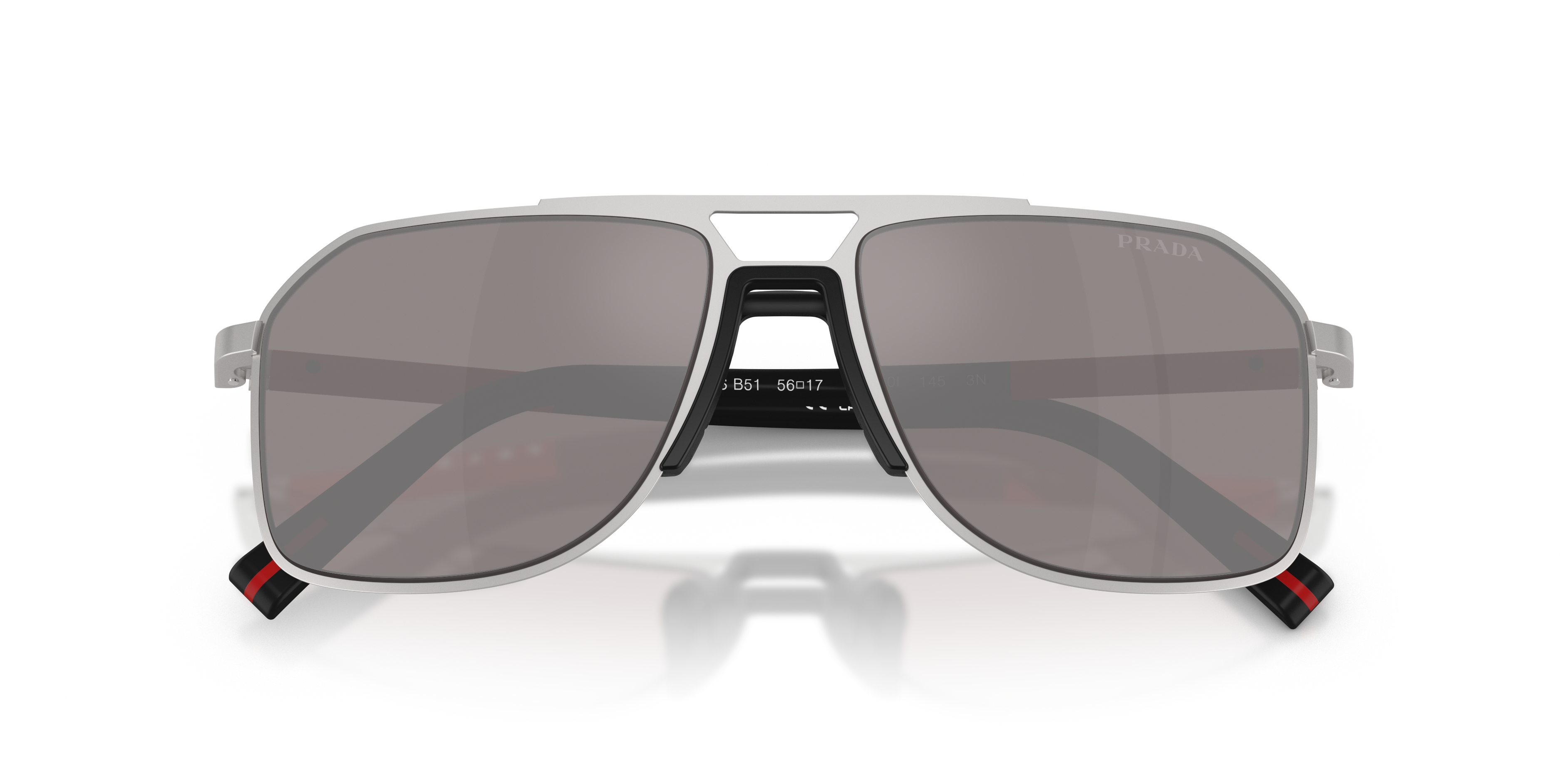 Prada Linea Rossa Man Prada Linea Rossa PS B51S 18X80I Sunglasses Metal Silver Silver Pilot Normal Mirrored