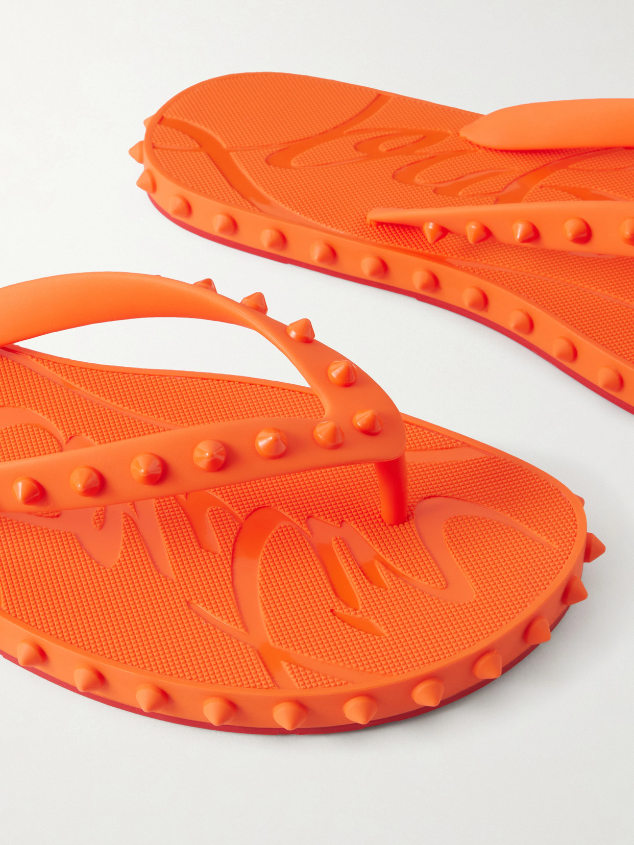 Super Loubi Studded Rubber Flip Flops - Orange