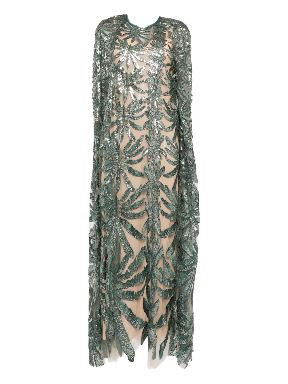 Embroidered tulle kaftan - Green