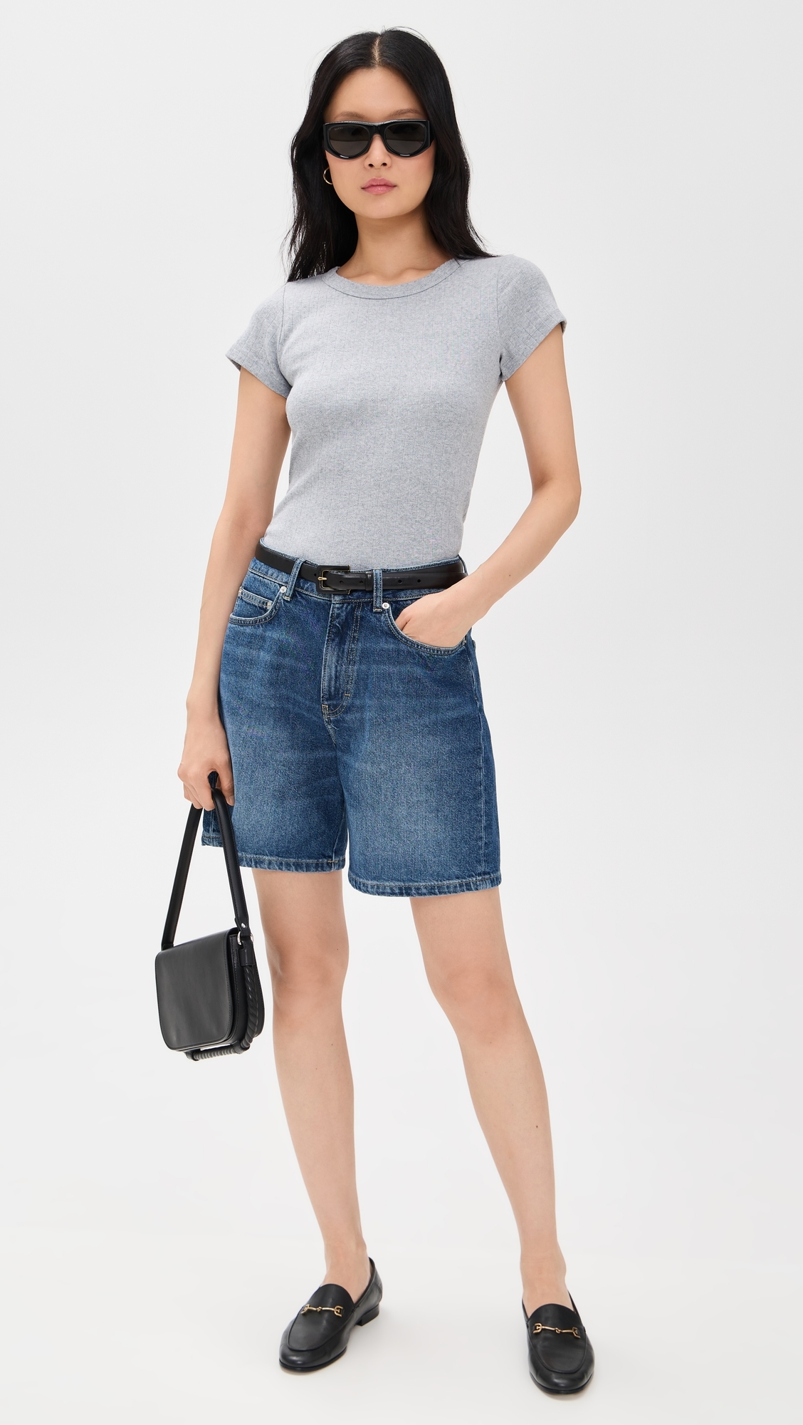 Marea Pointelle Crew Neck Tee Grey