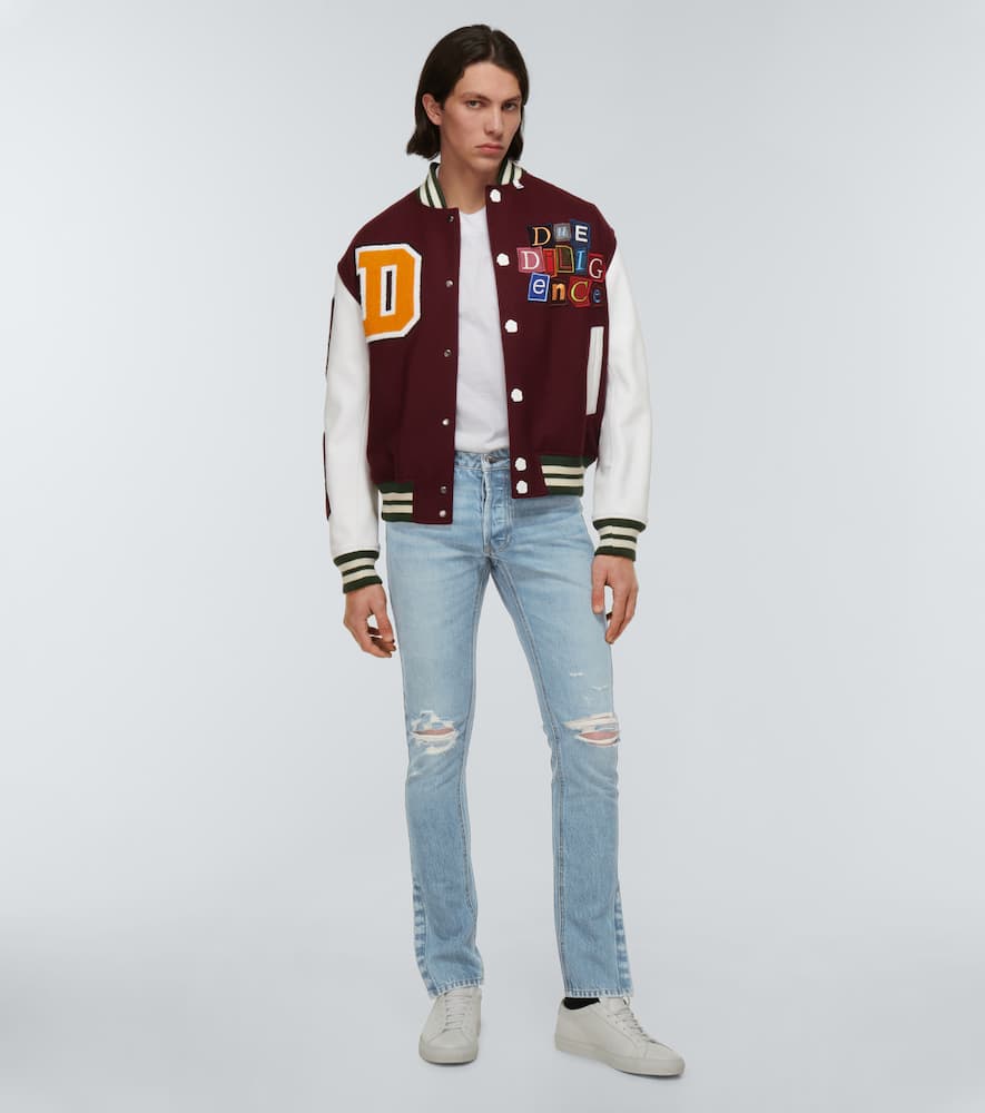 Slim-fit distressed jeans