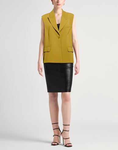 Woman Tailored Vest Mustard Size M Polyester, Elastane