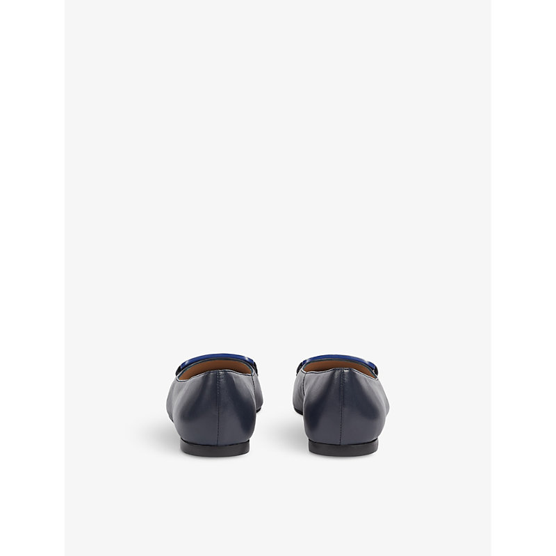 Womens Blu-navy Cayden Patent-leather Ballet Flats