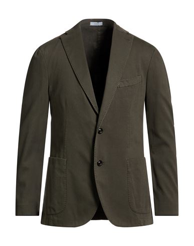 Man Blazer Dark green Size 42 Cotton, Elastane