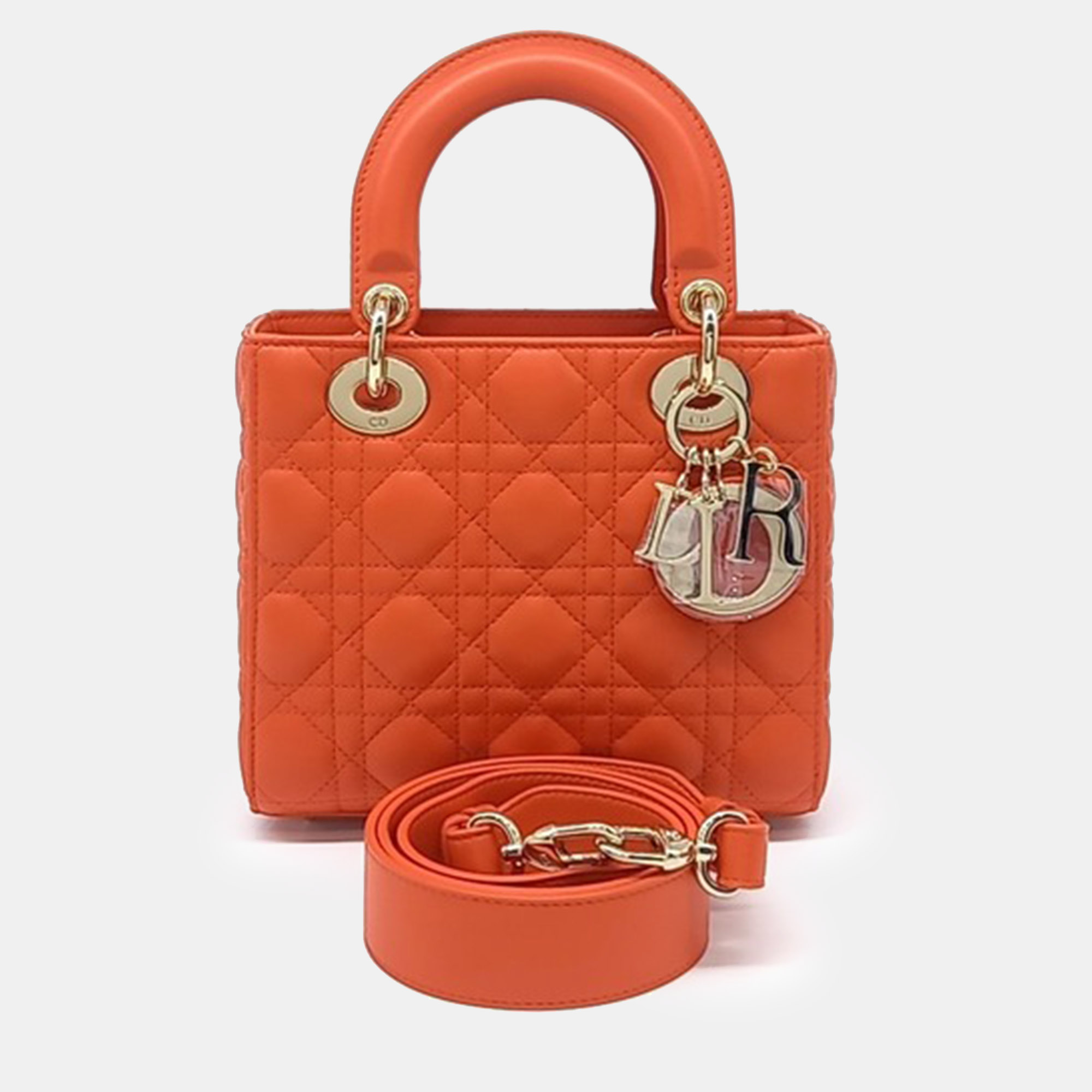 Dior Orange Leather Christian Dior Lady Bag Small M0538OCA