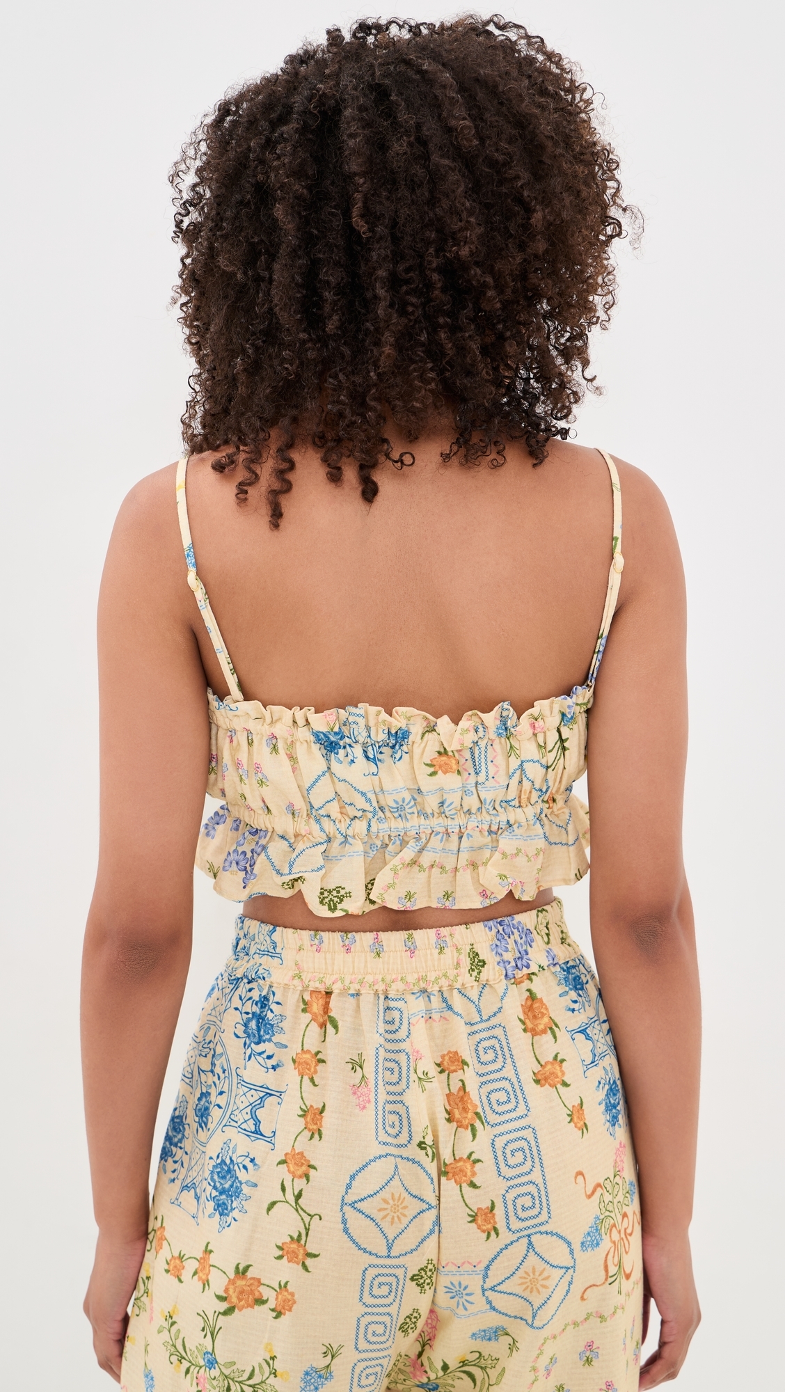 Vichy Ruffled Crop Top Multicolor