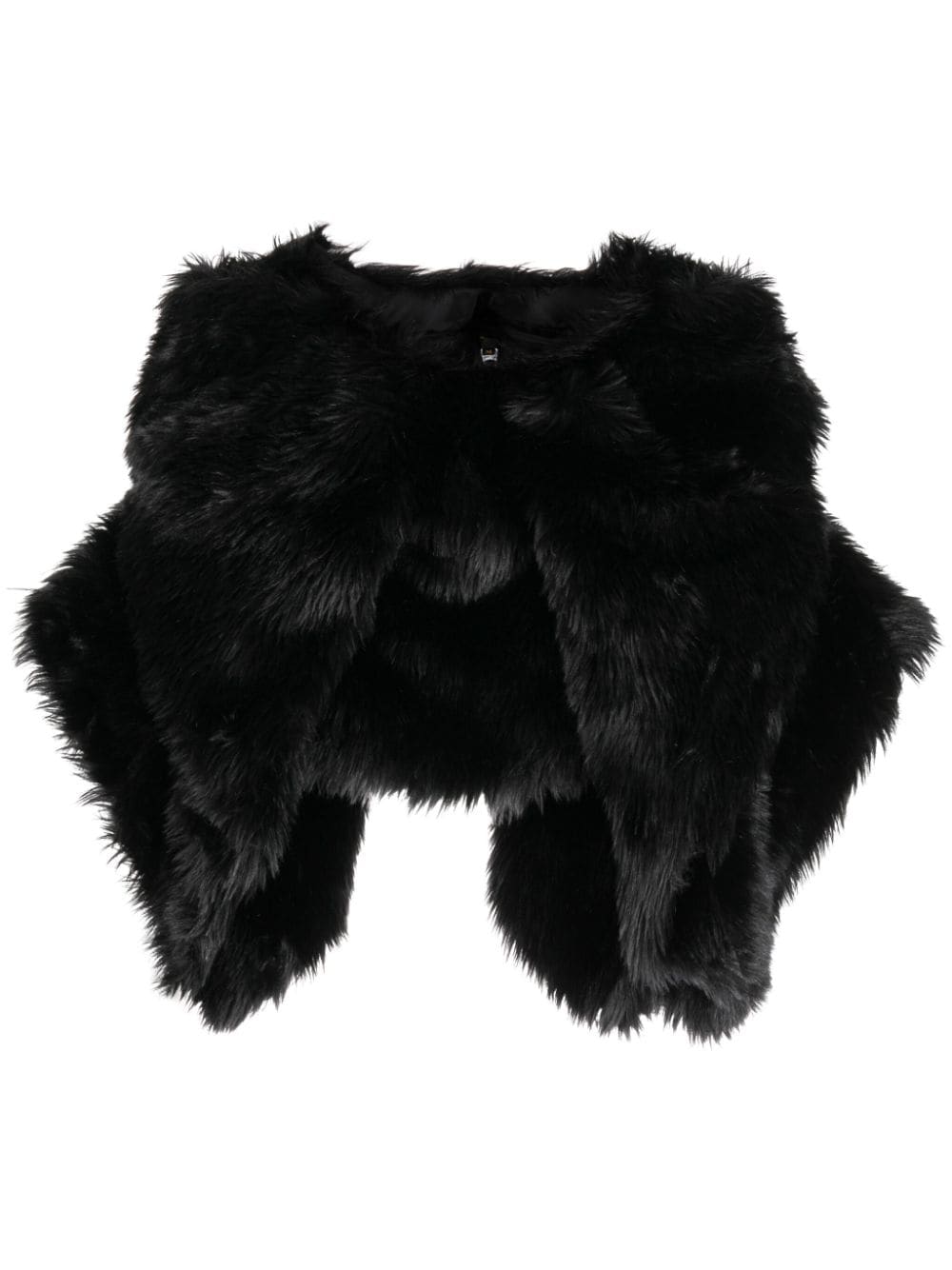 Faux-Fur Cropped Jacket — Black