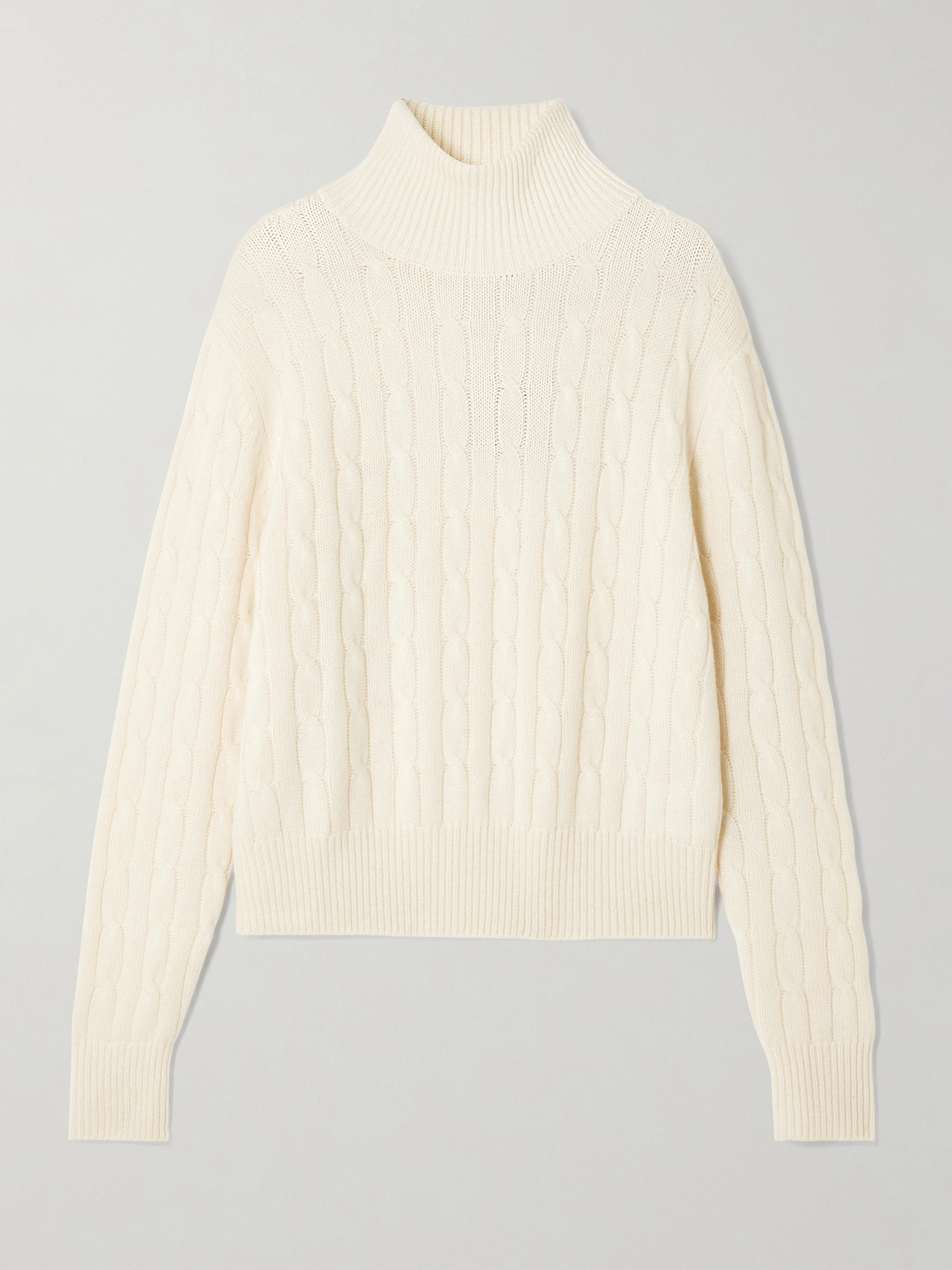 Patrizia Cable-knit Cashmere Turtleneck Sweater - Ivory