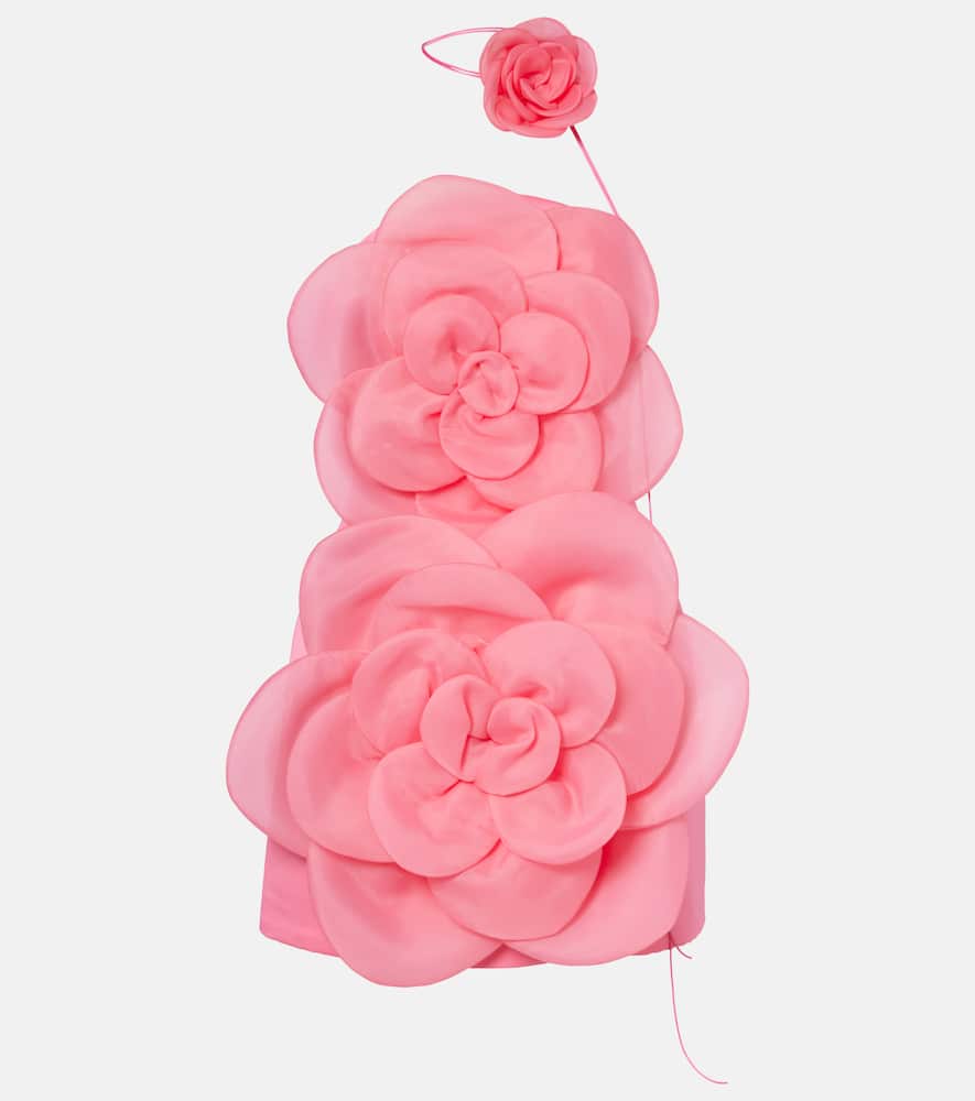 Floret floral-appliqué bustier dress