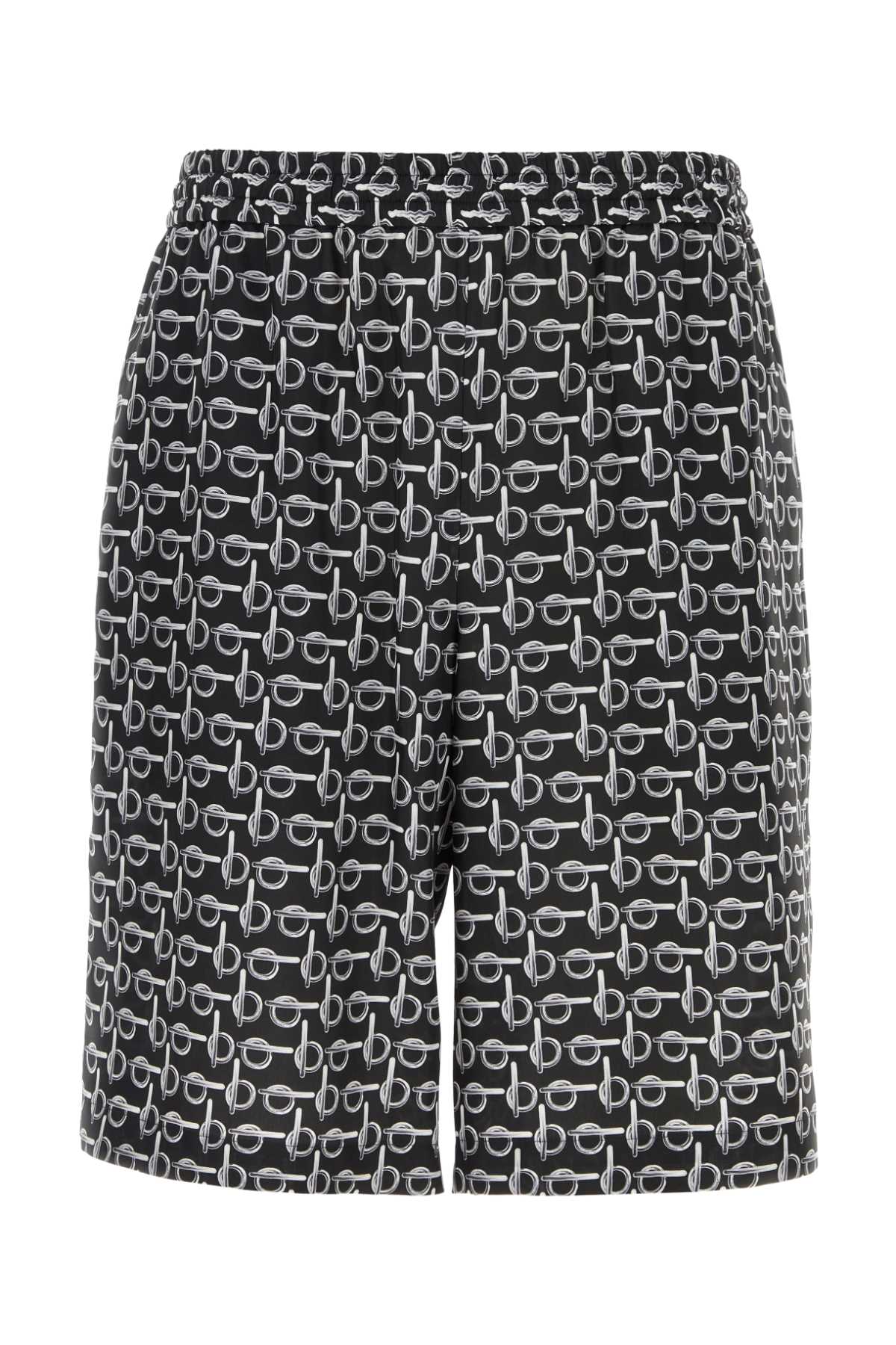 Silk Logo-Jacquard Bermudas — Black