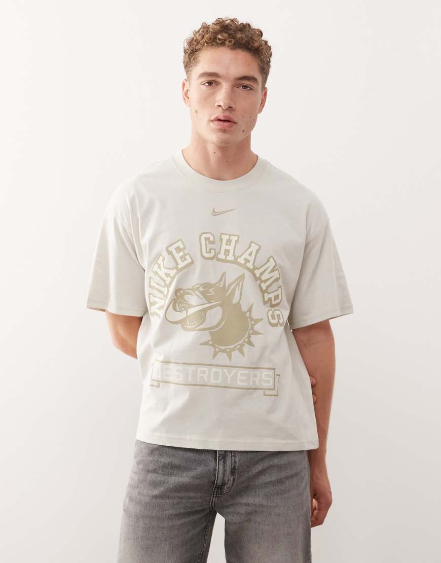 Champs graphic cropped T-shirt in off white