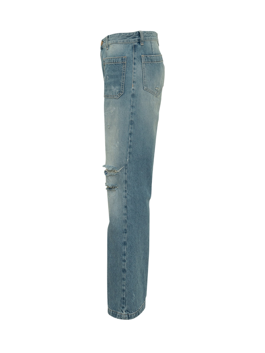 Blue Straight High Rise Jeans