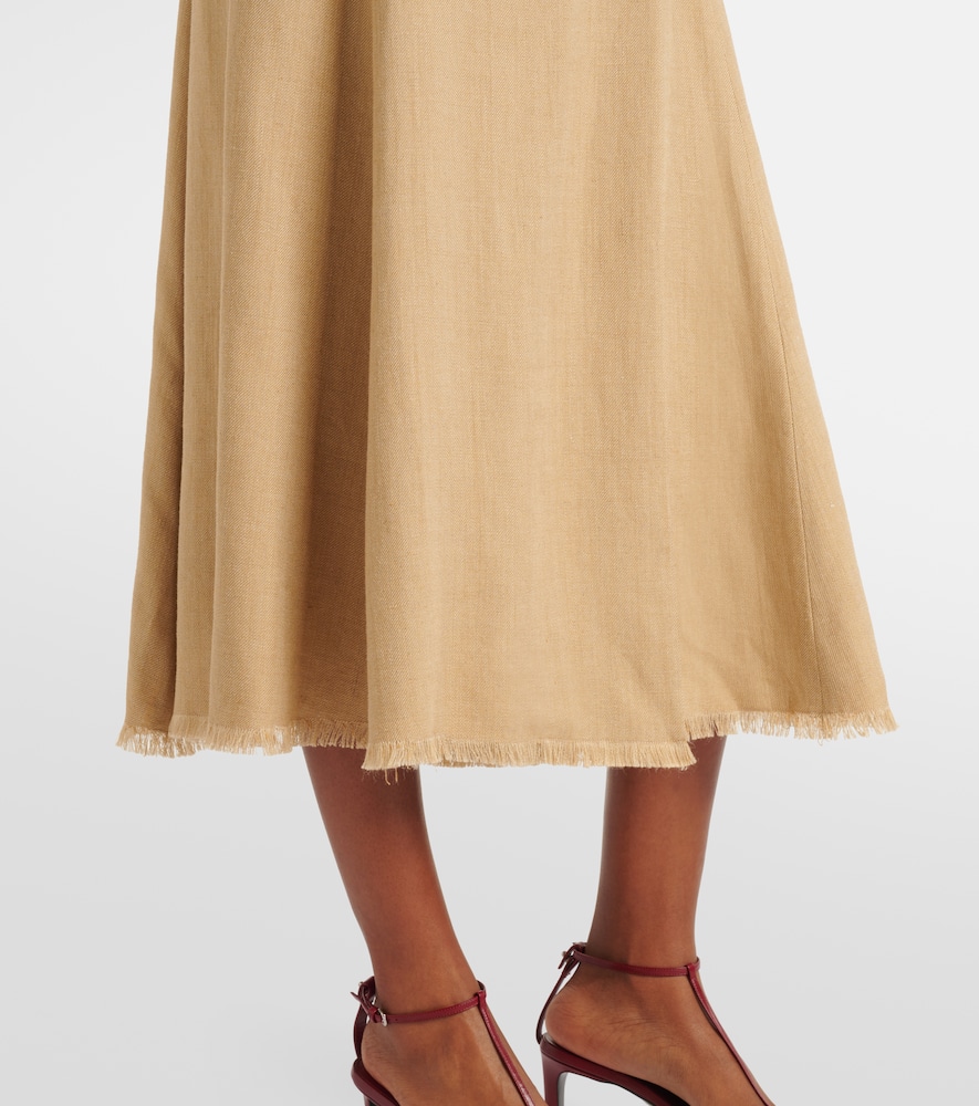 Silk and linen midi dress