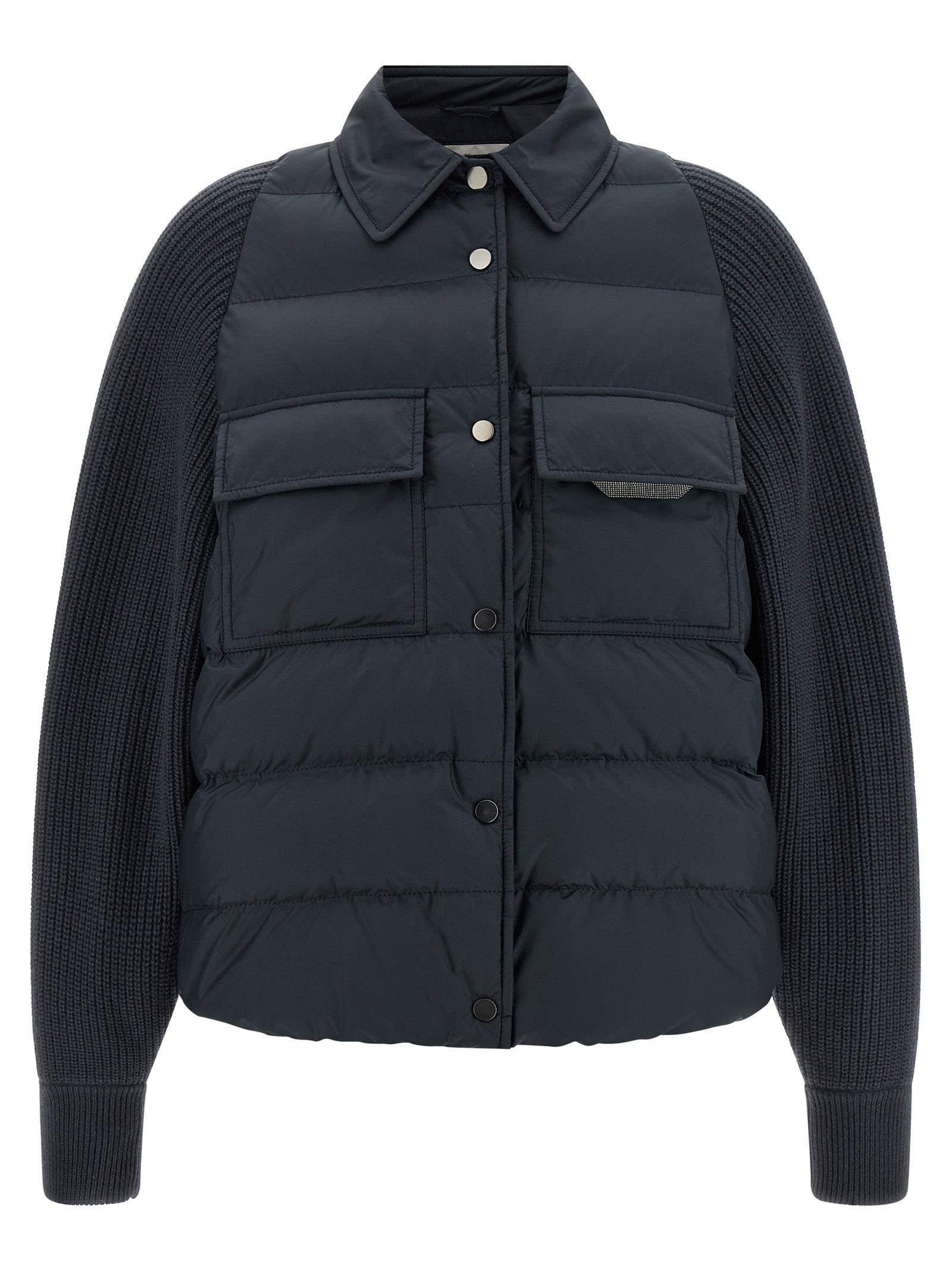Quilted Down Jacket — Blue