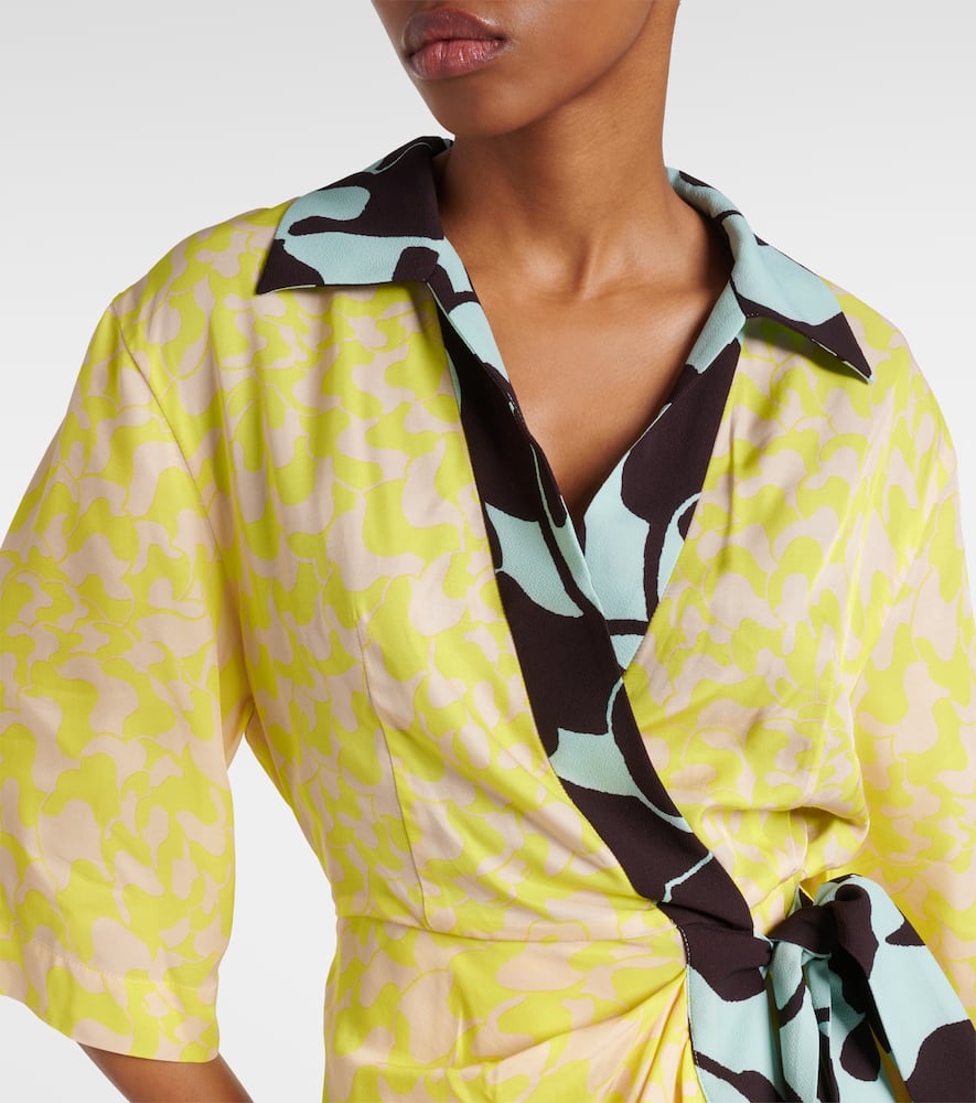 Printed wrap midi dress