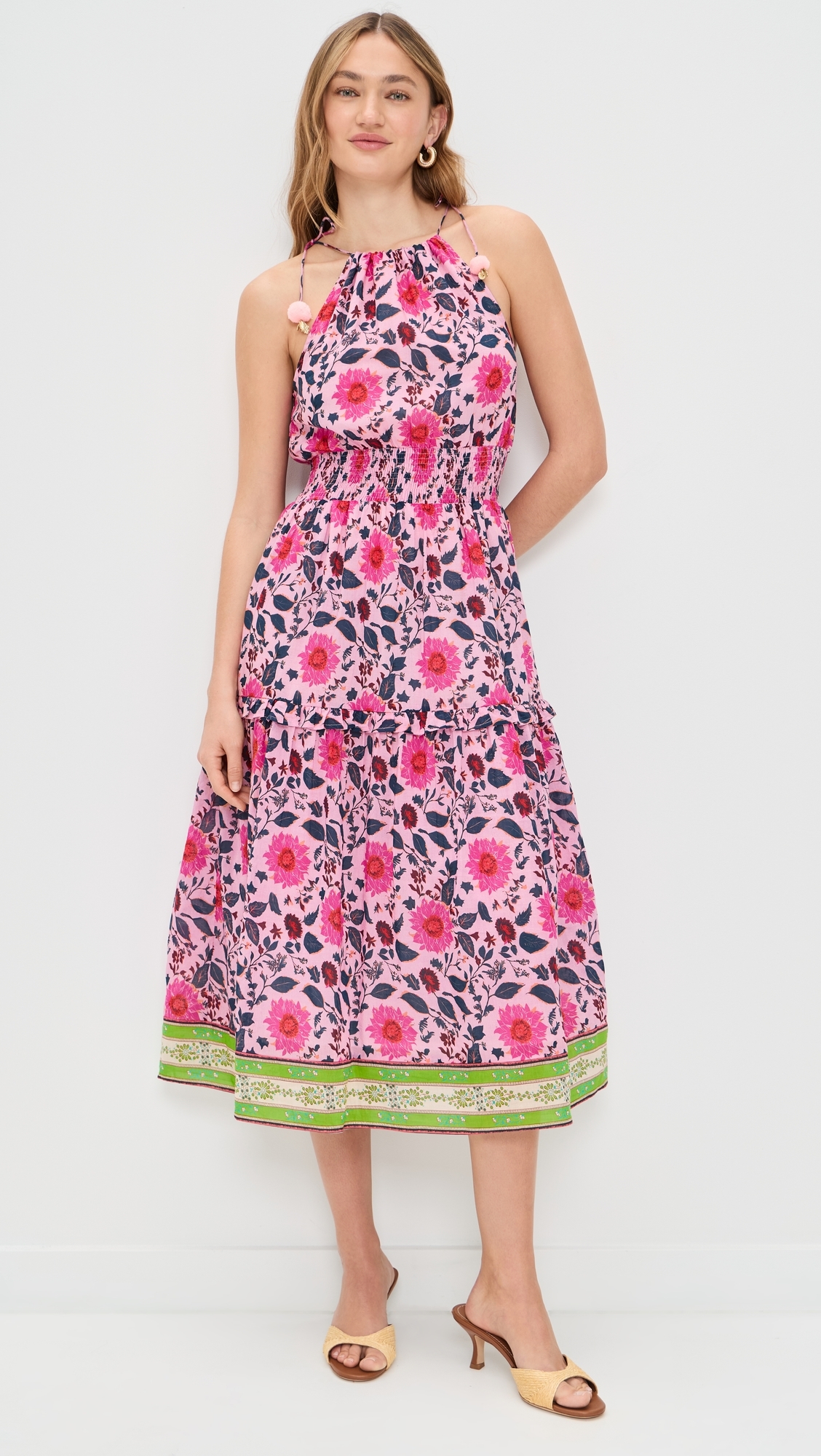 Kelly Midi Dress Fuchsia/Teal Floral