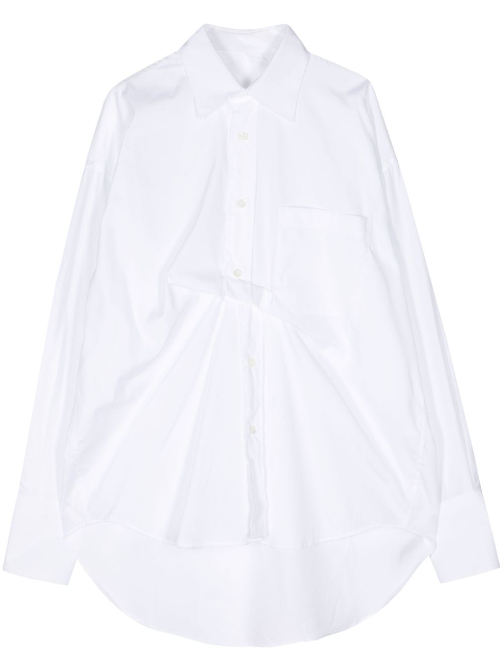 Gathered cotton shirt - White