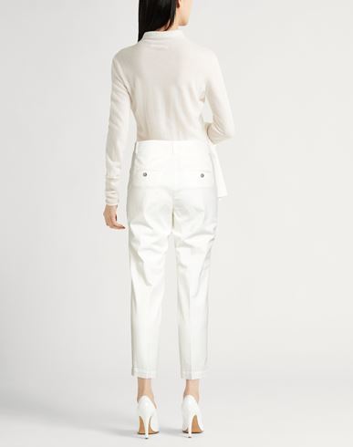 Woman Pants Off white Size 6 Cotton, Elastane