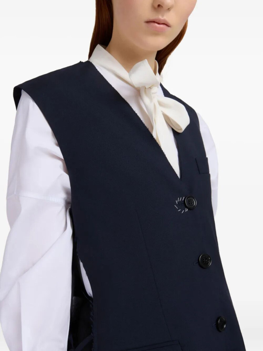 Dark Blue Wool Waistcoat