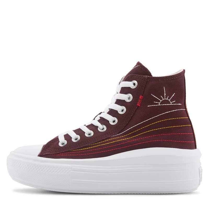 Women's Chuck Taylor All Star Move High Top Sneakers (Bloodstone Red Stitch)
