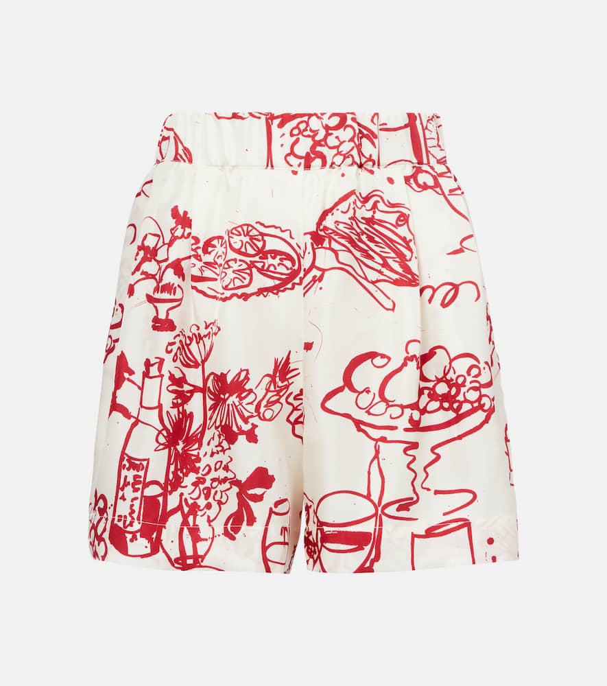 Asceno Zurich printed silk twill shorts