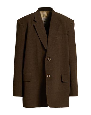 Man Blazer Dark brown Size M Viscose, Linen