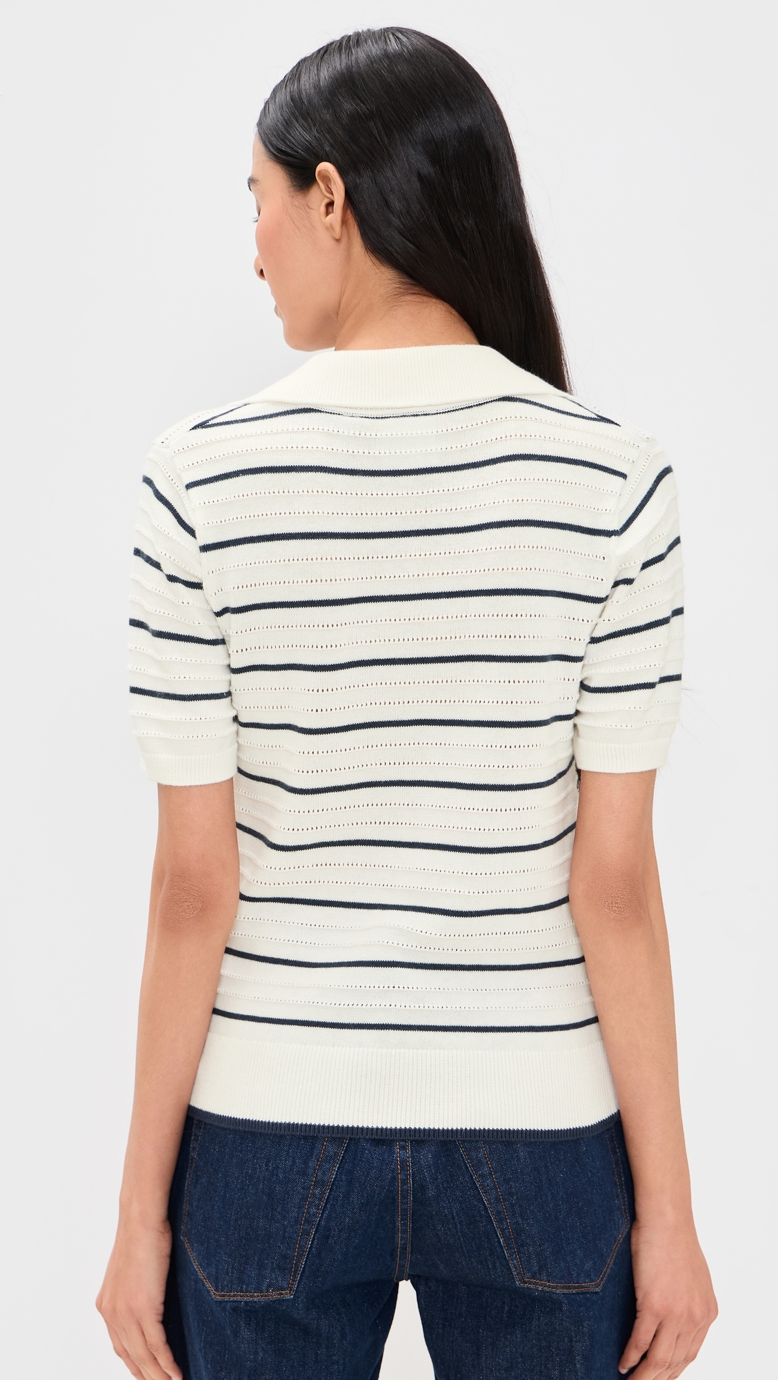 Wren Knit Polo White/Blue Nights