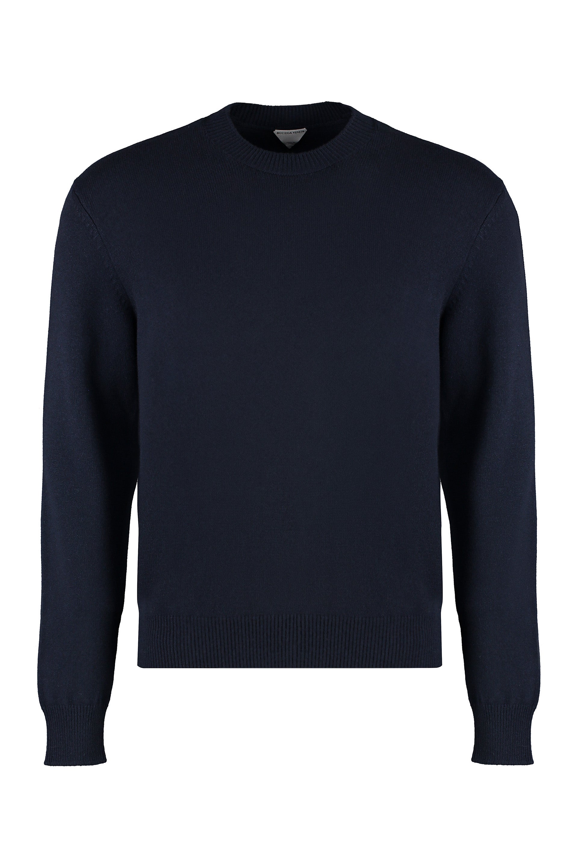 Cashmere Crew-Neck with Elbow Patches Sweater — Blue