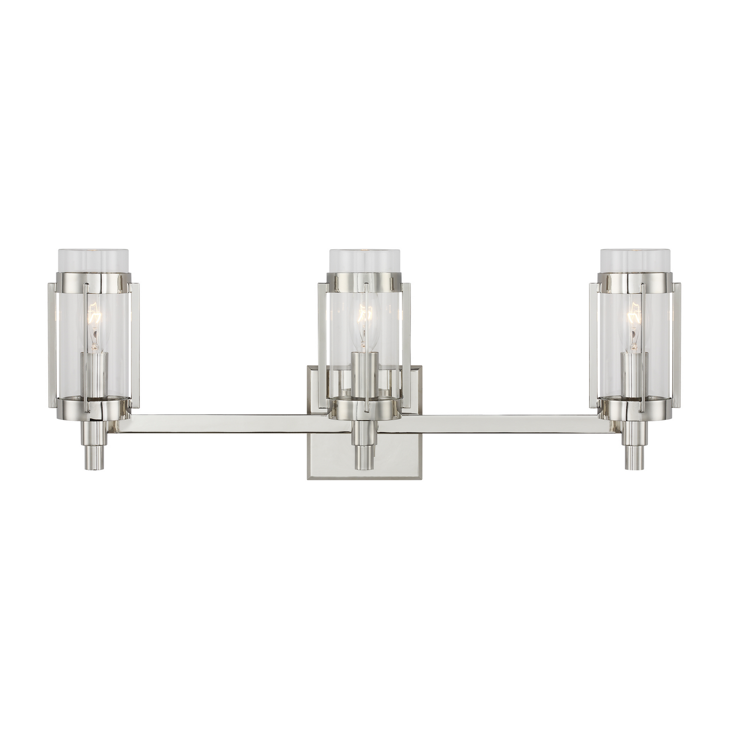 Visual Comfort Studio Flynn 3-Light Bathroom Vanity Light in Polished Nickel by Ralph Lauren