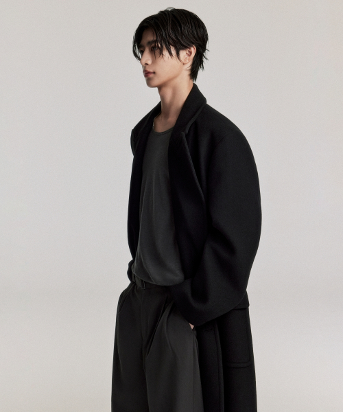 Wool Blend Daddy Shoulder Long Polo Coat