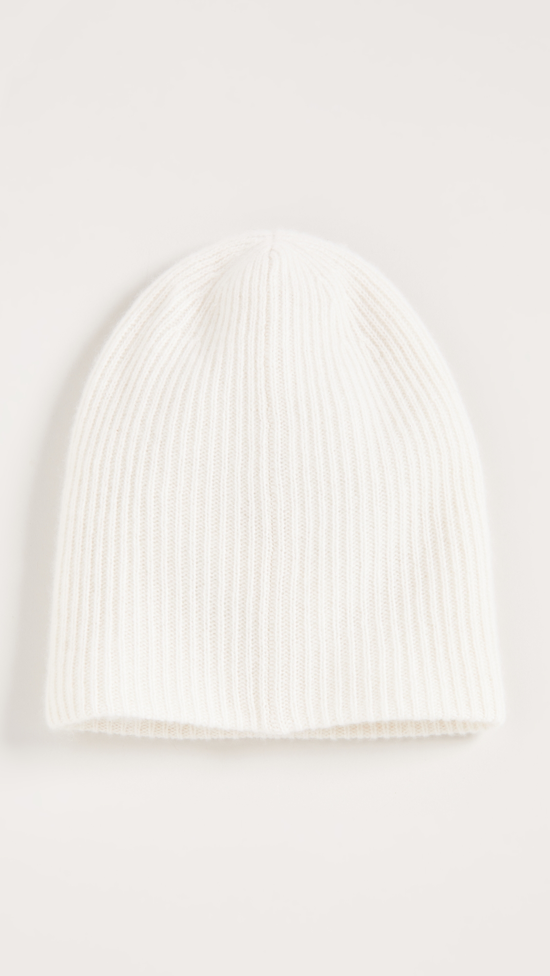 Plush Rib Cashmere Beanie Soft White One Size
