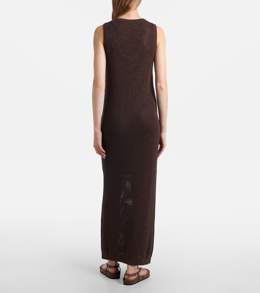 Open-knit cotton-blend maxi dress