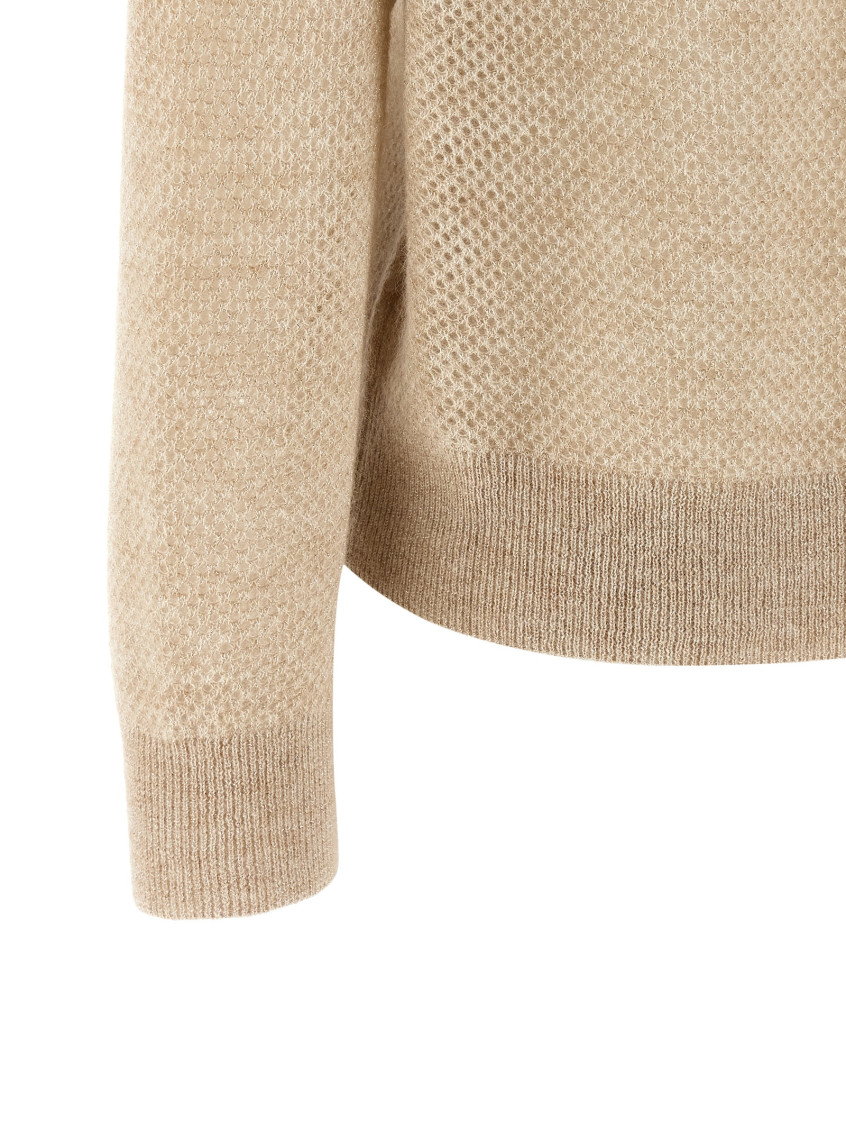 Beige Textured Shirt Collar Polo