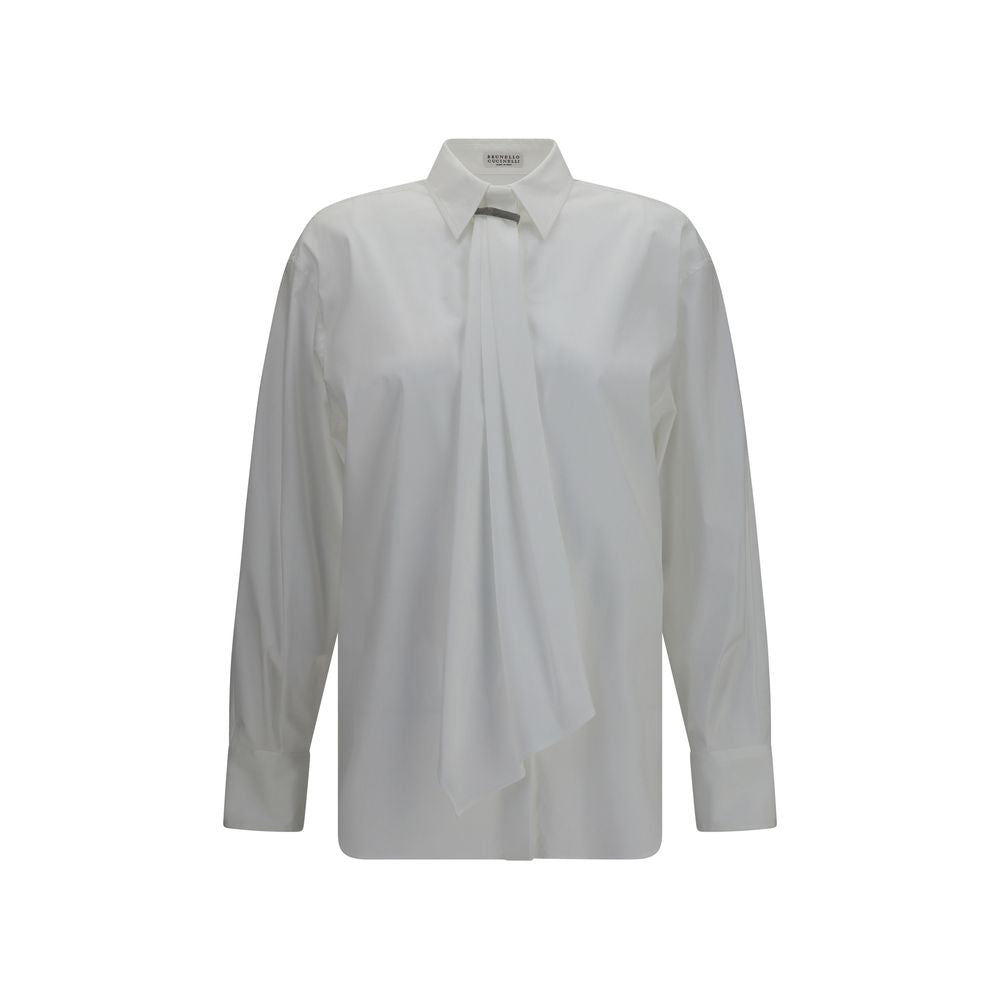 Monili-Embellished Cotton Shirt — White