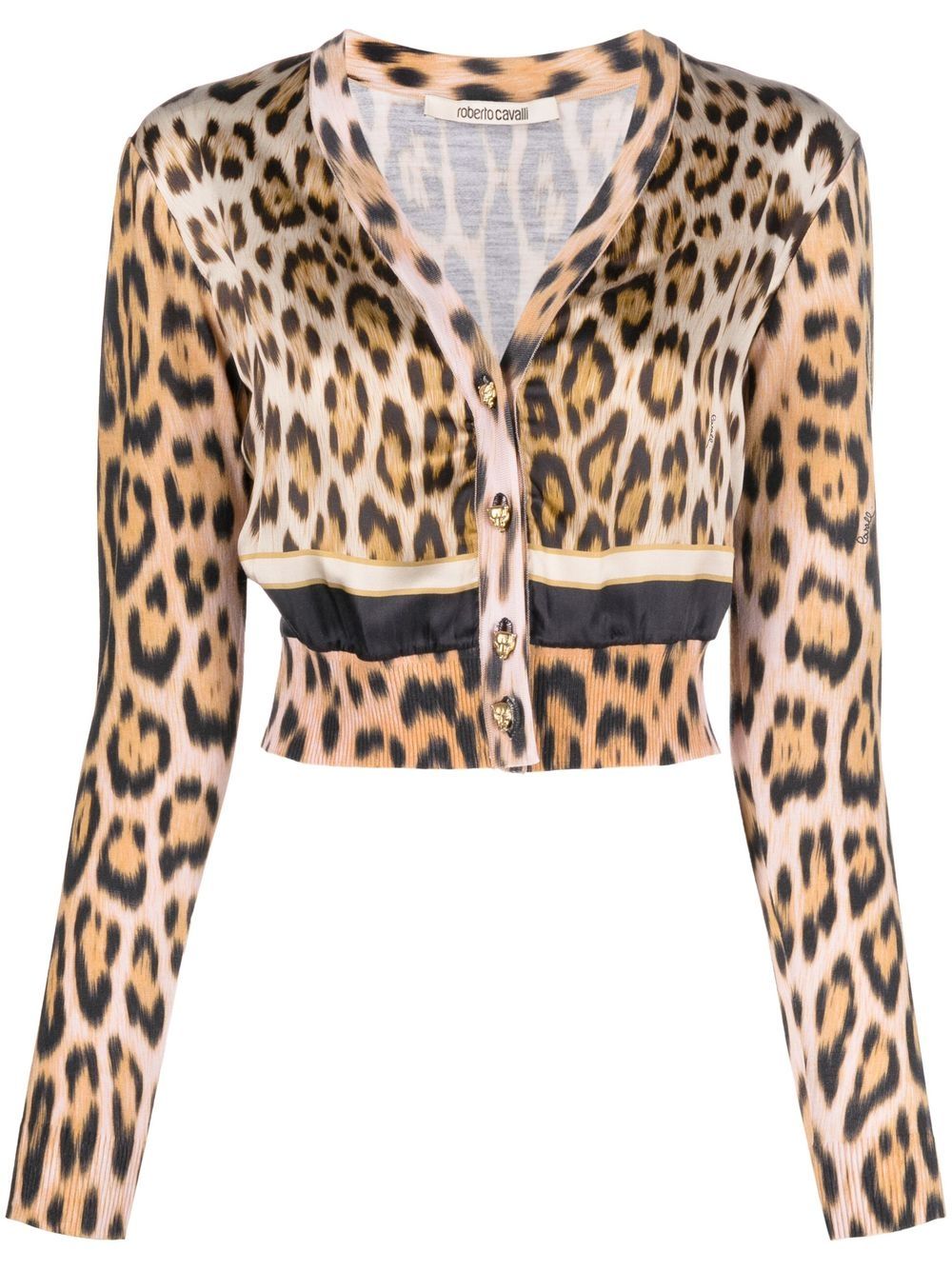 Leopard-print cropped cardigan - Neutrals