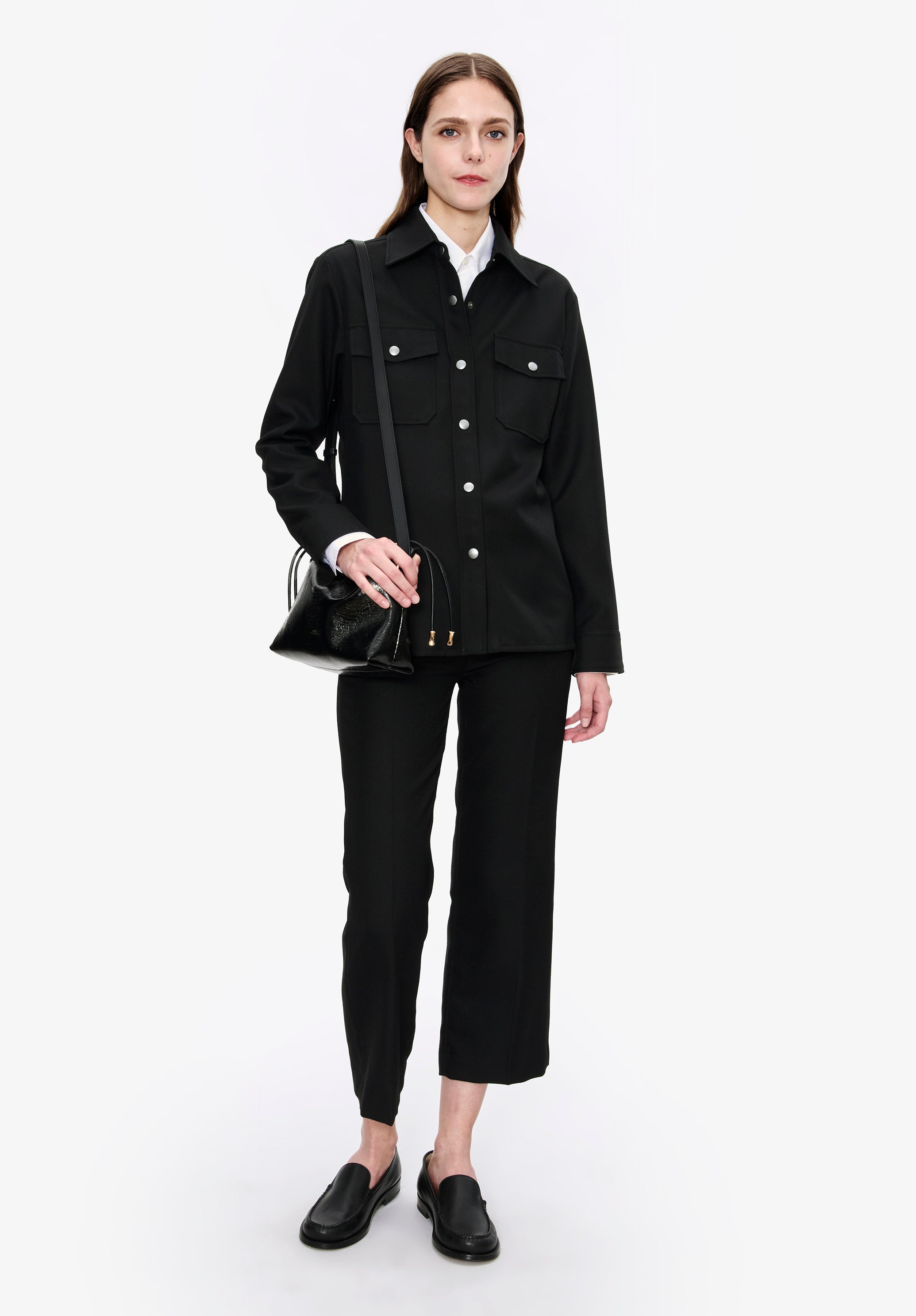 A. P.C. Women's Solid-colour wool overshirt Size: 34 in Black