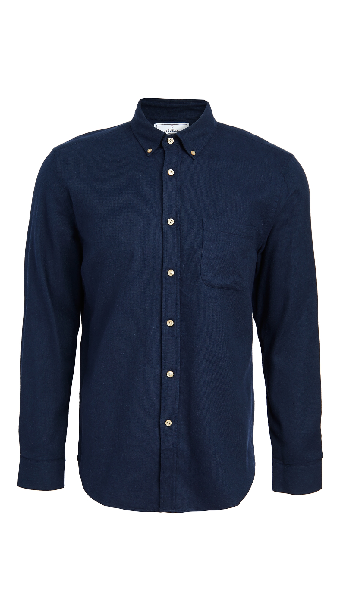 Teca Brushed Flannel Button Down Shirt Navy