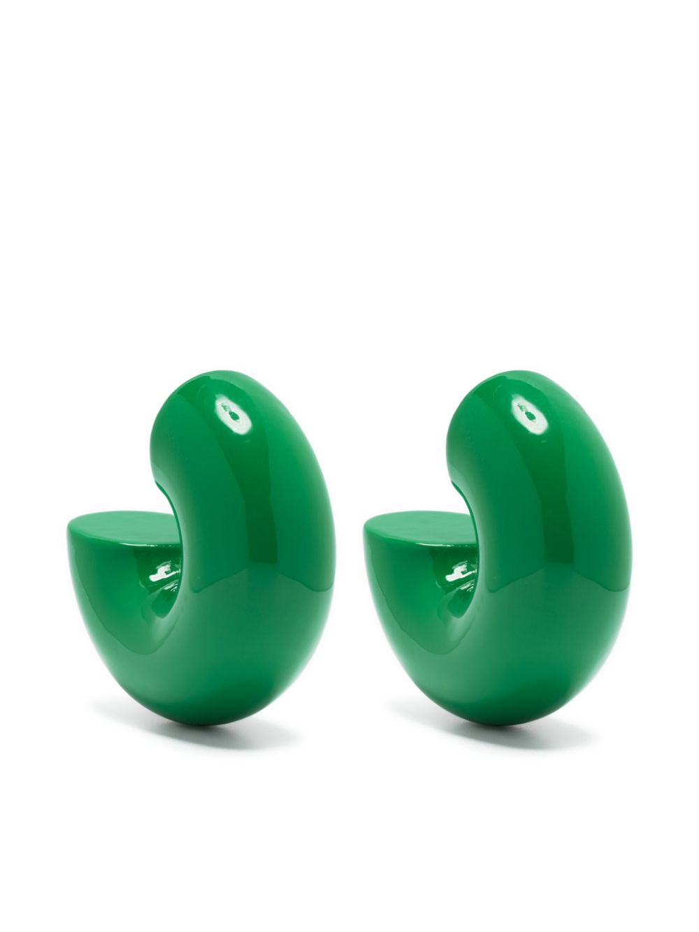 Beam polished single-loop earrings - Green