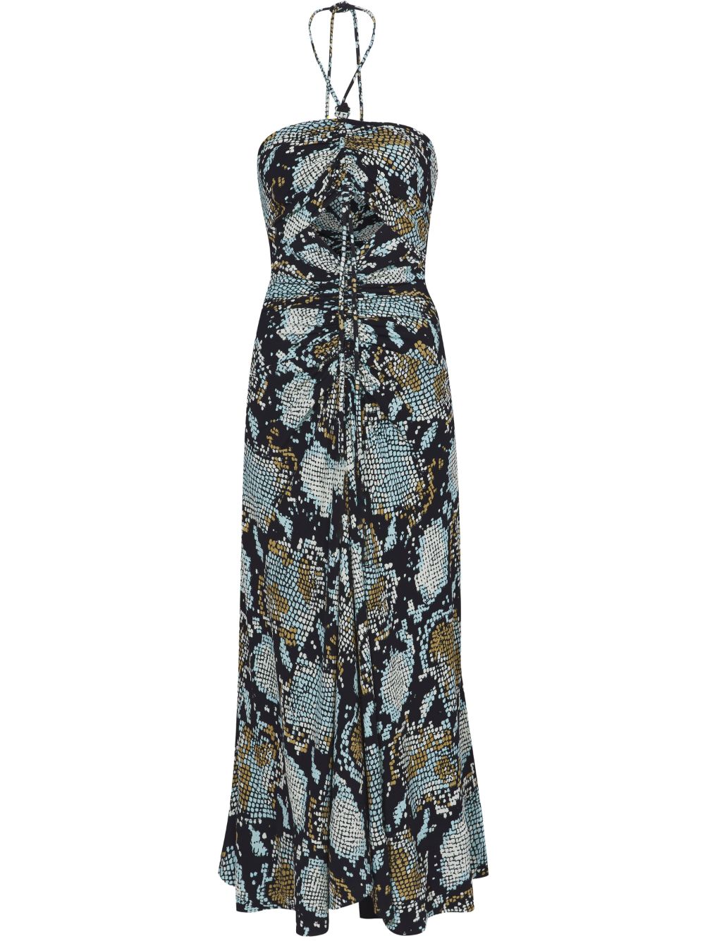 Snake-print halterneck midi dress - Black