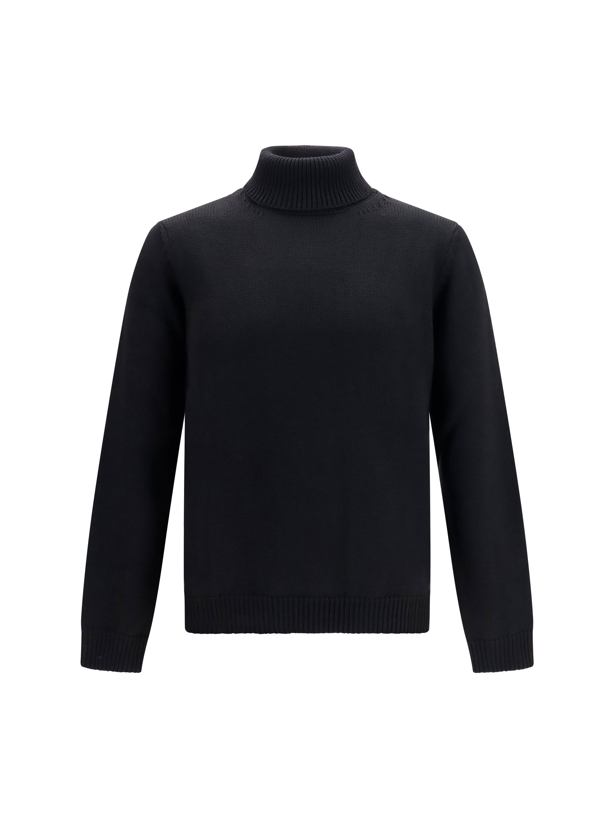 Merino Wool Turtleneck Sweater — Black