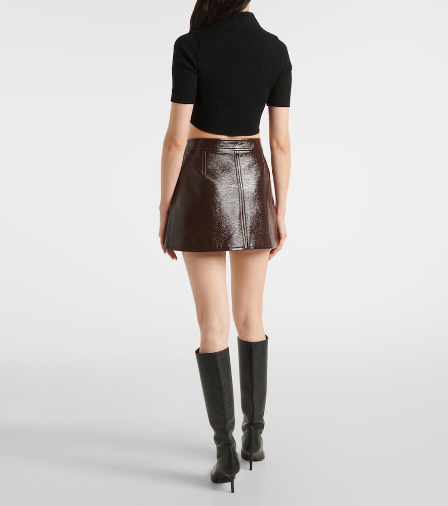 Courrèges Ribbed-knit cropped polo shirt