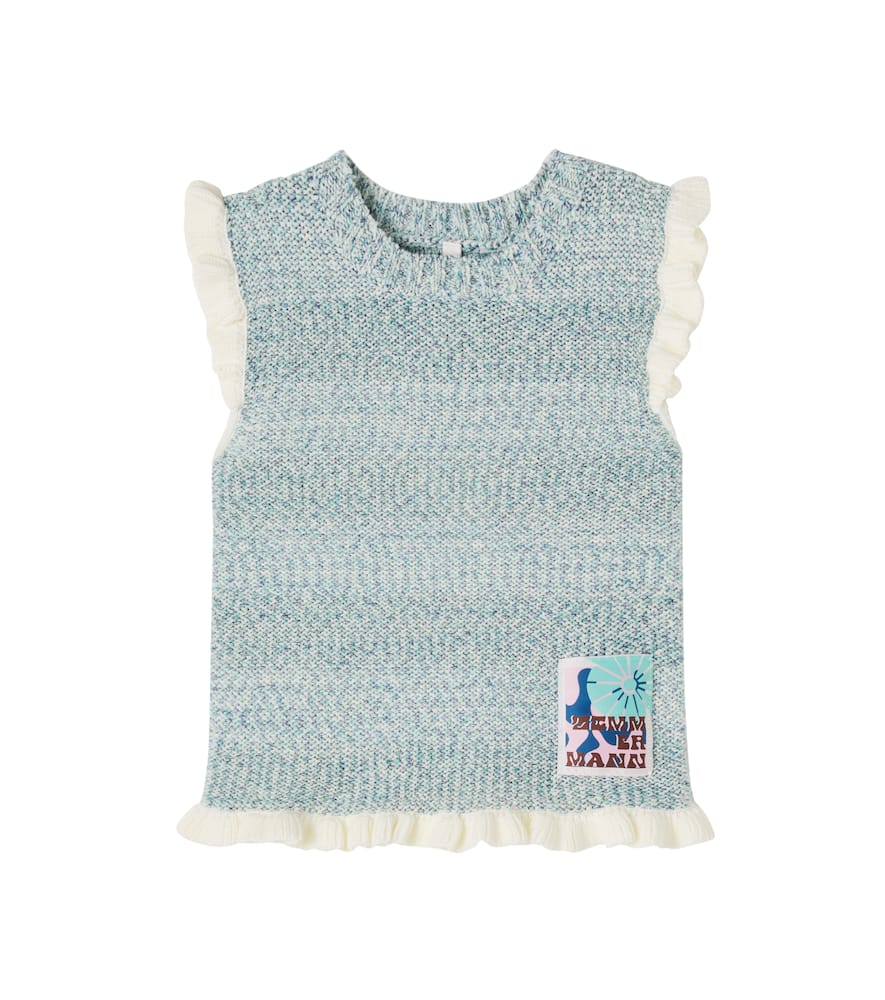 Knitted cotton-blend top