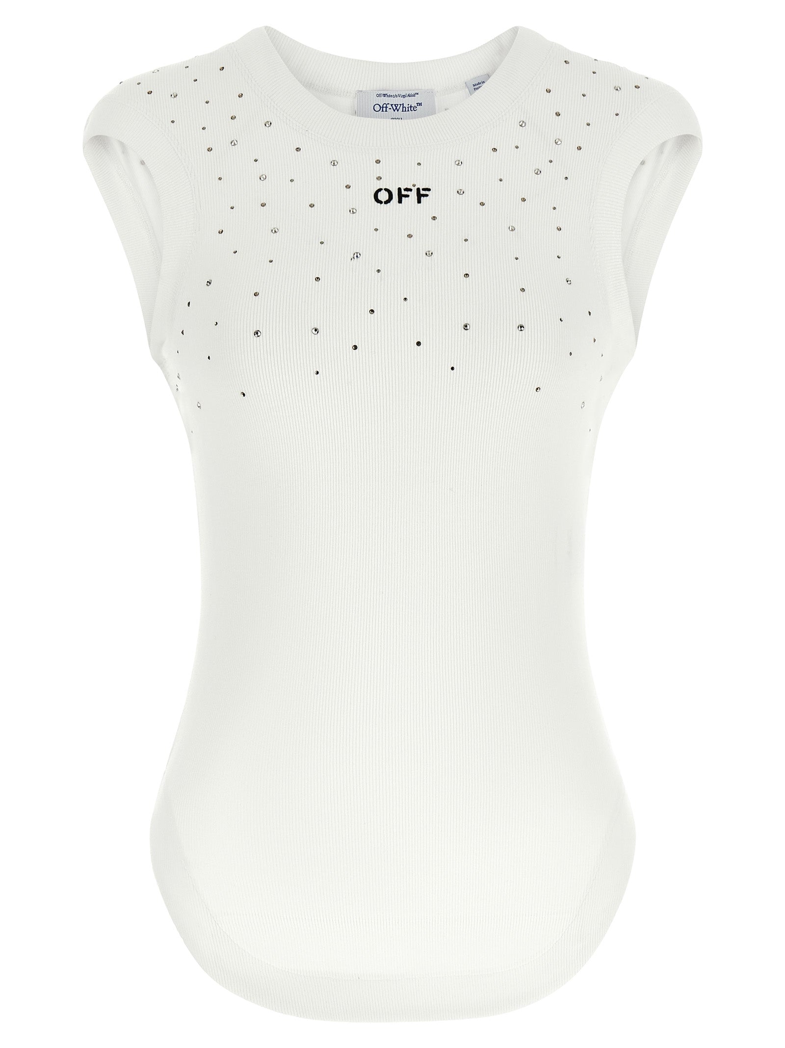 Swarovski-Embellished Viscose Tank Top — White