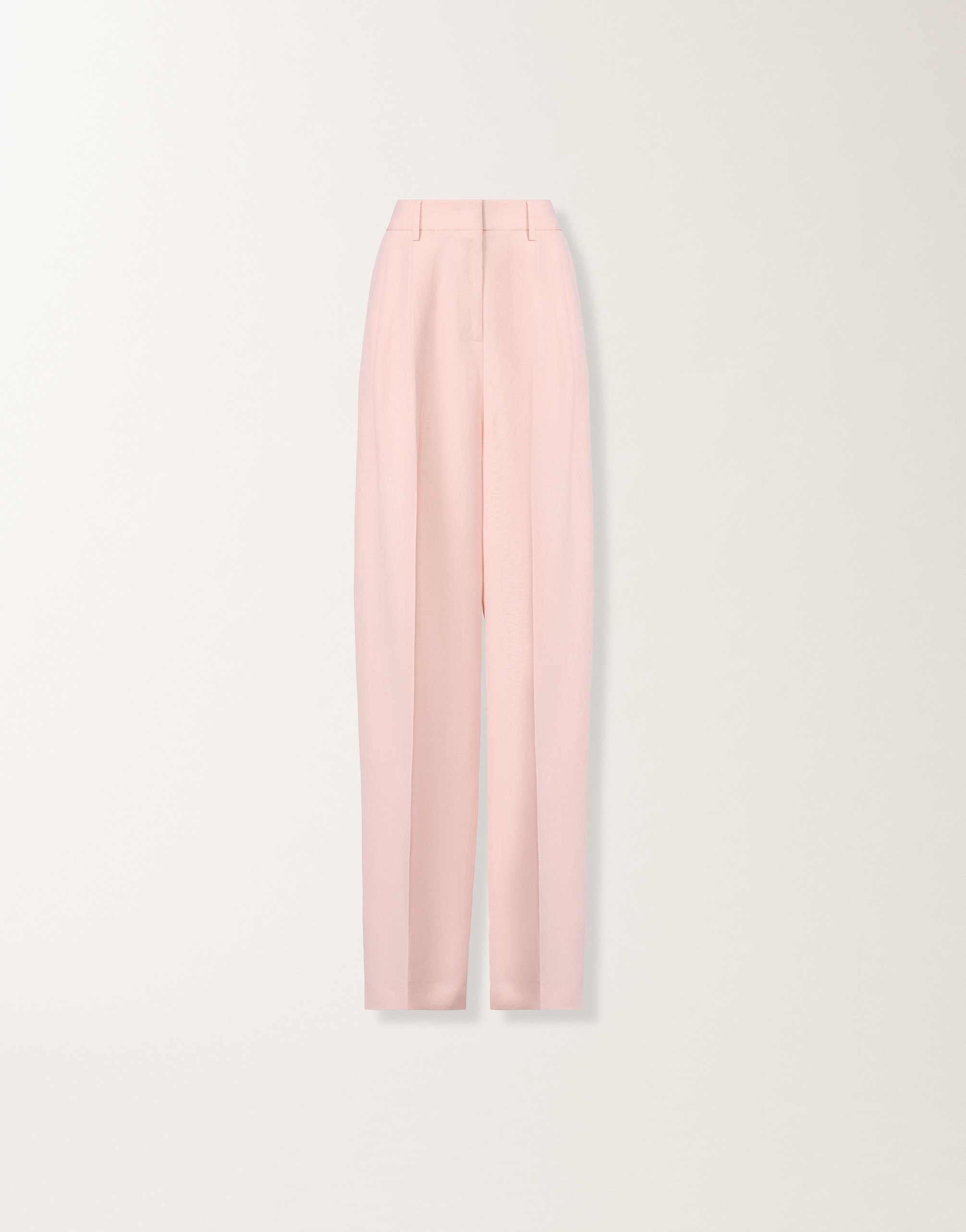 Fluid linen and viscose trousers in petal pink