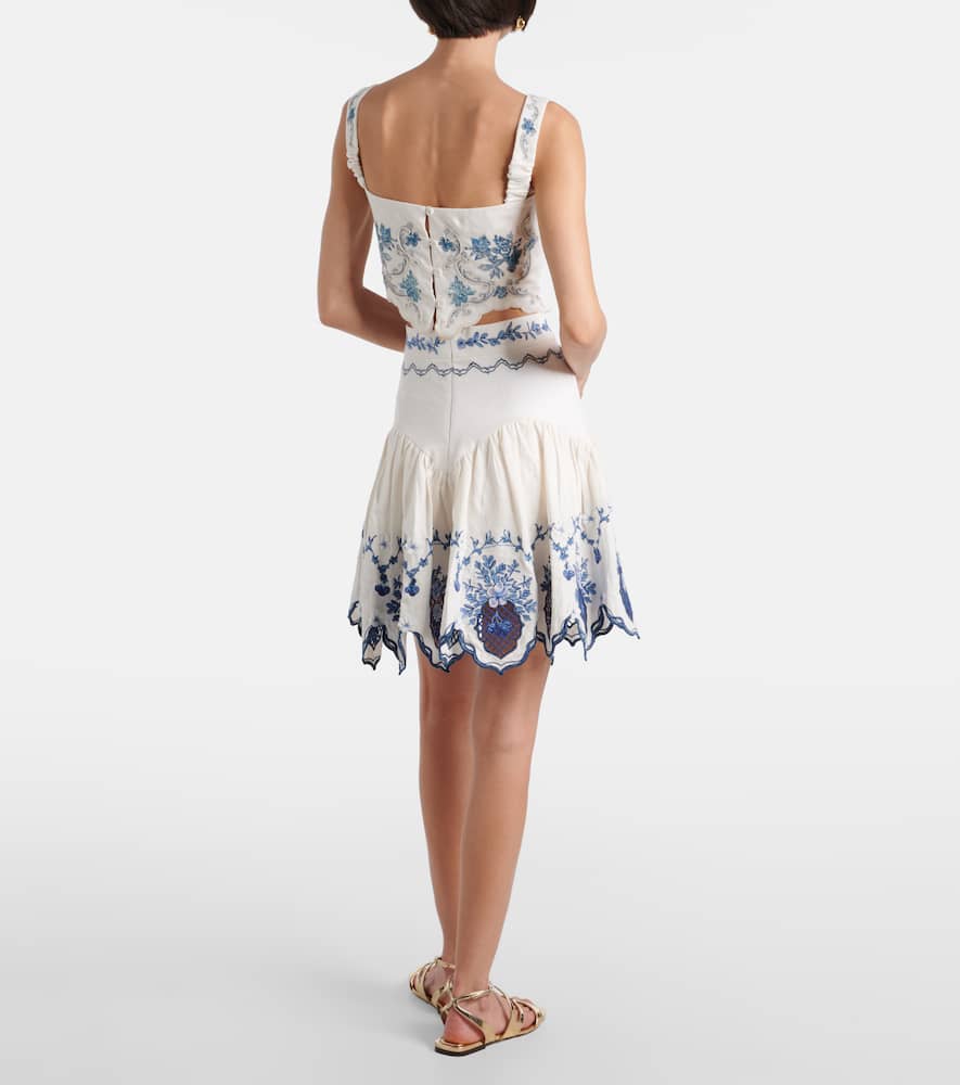 Luciana Gloriosa embroidered linen crop top